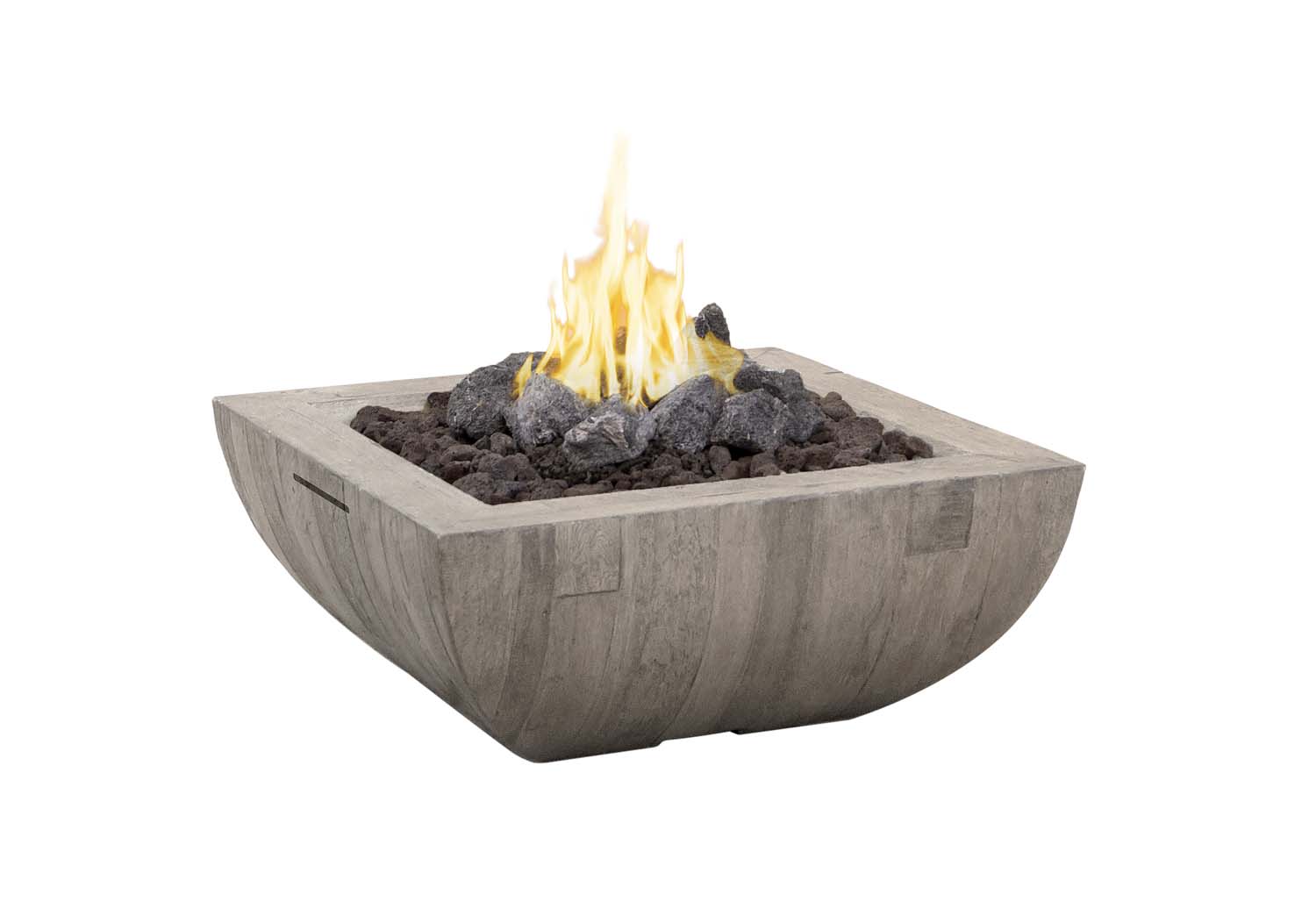 American Fyre Designs - Bordeaux 36" Square GFRC Reclaimed Wood Gas Fire Bowl