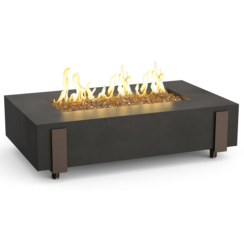 American Fyre Designs - Iron Saddle 60-Inch Rectangular GFRC Chat Height Gas Fire Table