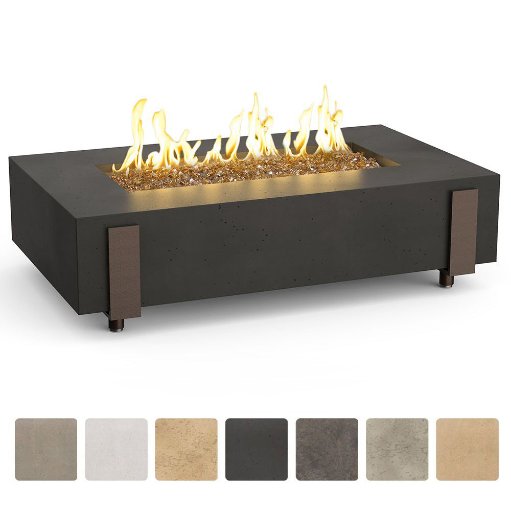 American Fyre Designs - Iron Saddle 60-Inch Rectangular GFRC Chat Height Gas Fire Table