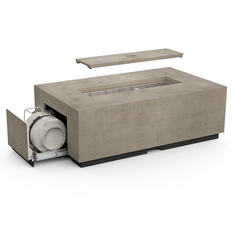 American Fyre Designs - Legend LP Select 60-Inch Rectangular GFRC Chat Height Propane Gas Fire Table