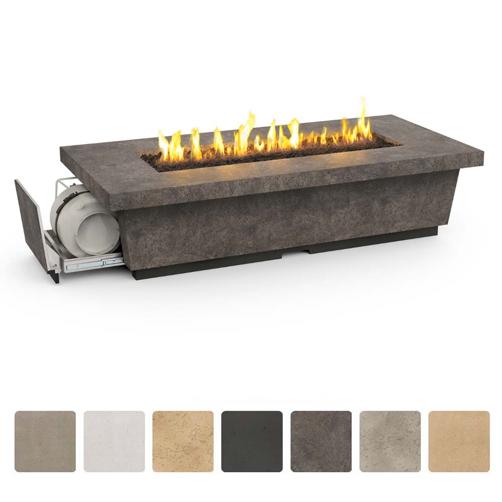 American Fyre Designs - Contempo Long 76" Rectangular GFRC Propane Fire Table