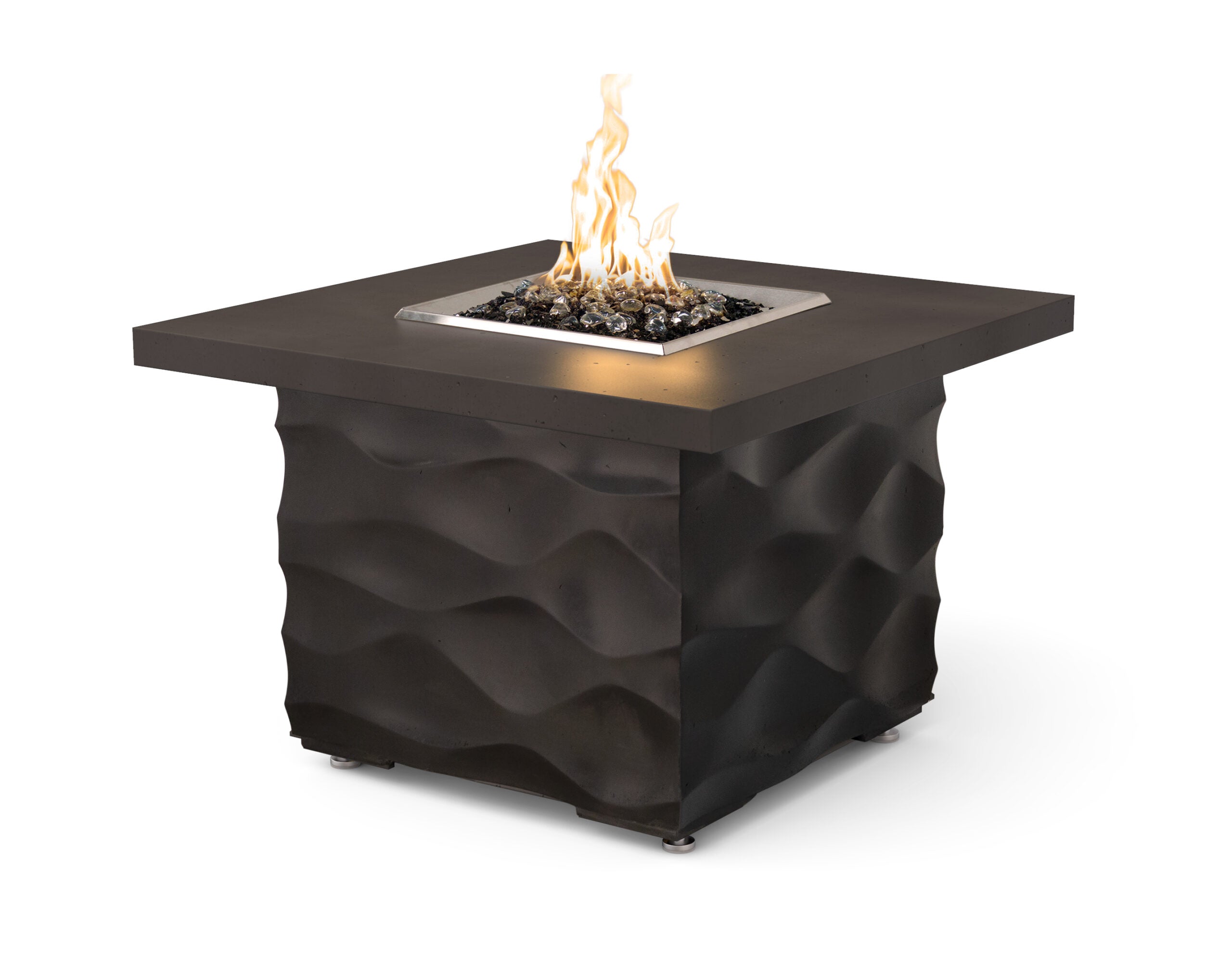 American Fyre Designs - Voro 36-Inch Square GFRC Chat Height Fire Table