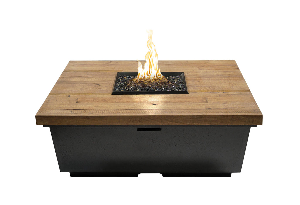 American Fyre Designs - Contempo 44-Inch Square Reclaimed Wood Chat Height Fire Table
