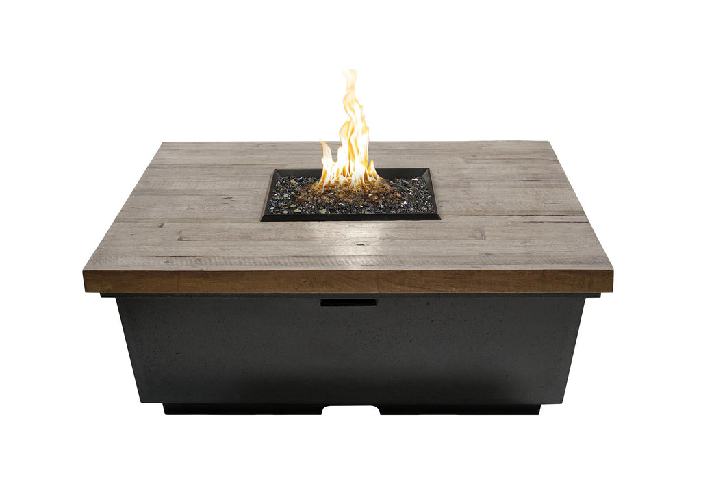American Fyre Designs - Contempo 44-Inch Square Reclaimed Wood Chat Height Fire Table