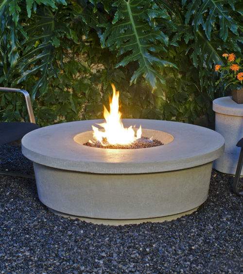 American Fyre Designs - Contempo 47-Inch Round GFRC Chat Height Fire Table