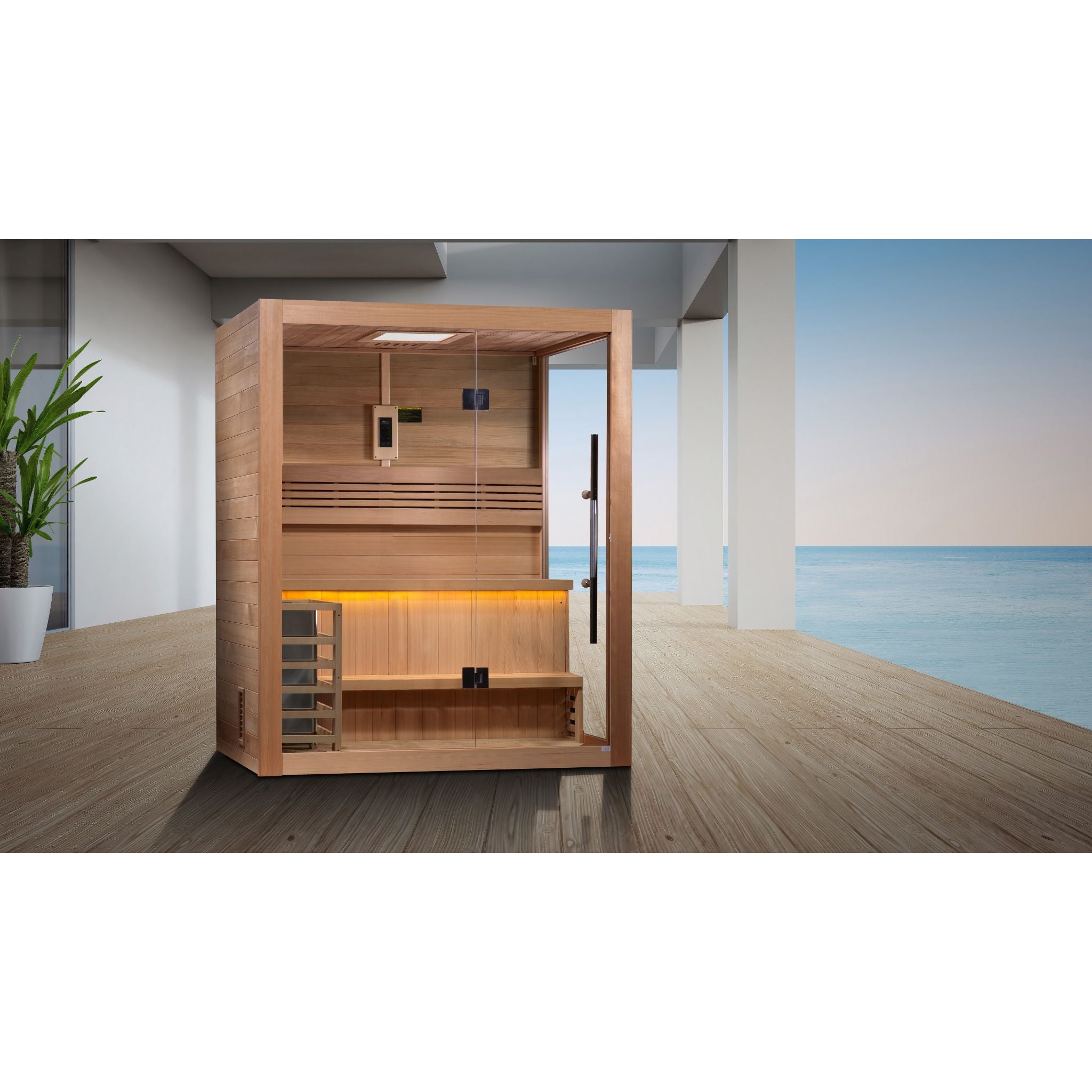 Golden Designs “Hanko Edition” 2-Person Indoor Traditional Sauna – Canadian Red Cedar Interior