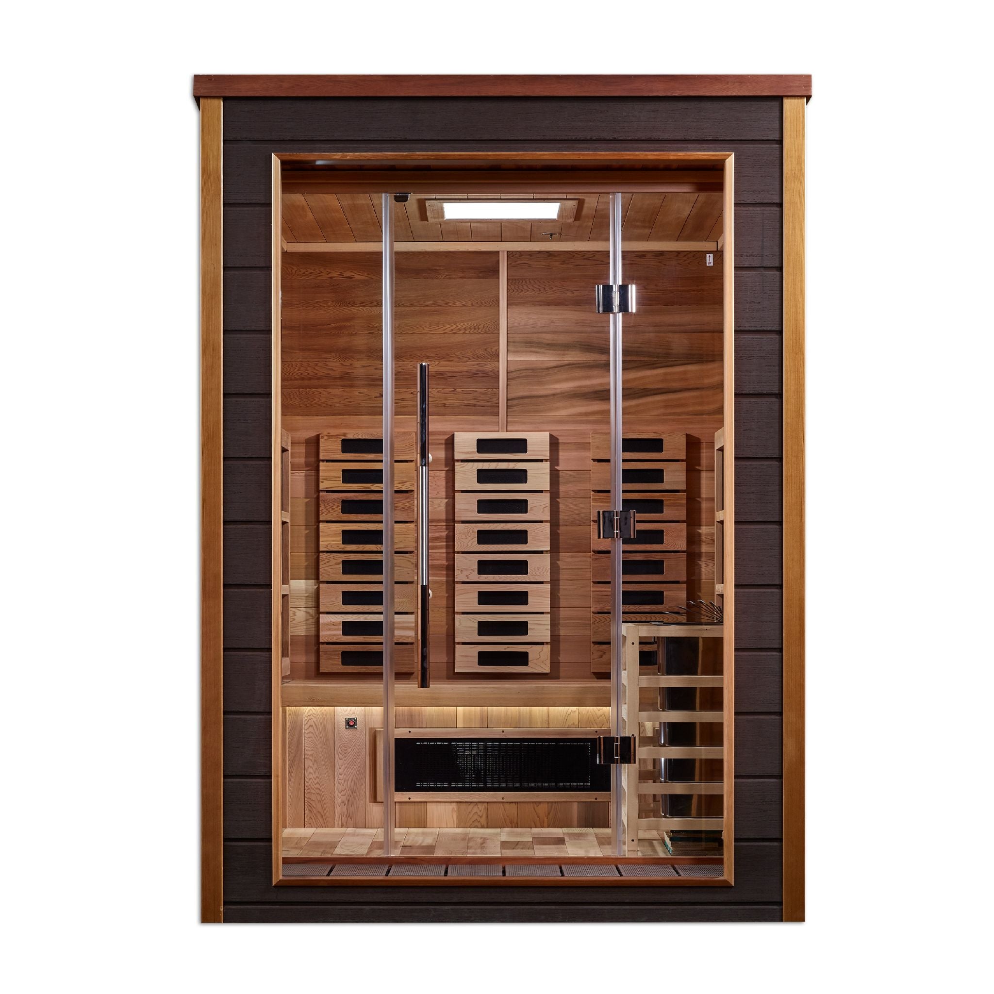 Golden Designs Nora 2-Person Outdoor Hybrid Sauna – Canadian Red Cedar Interior