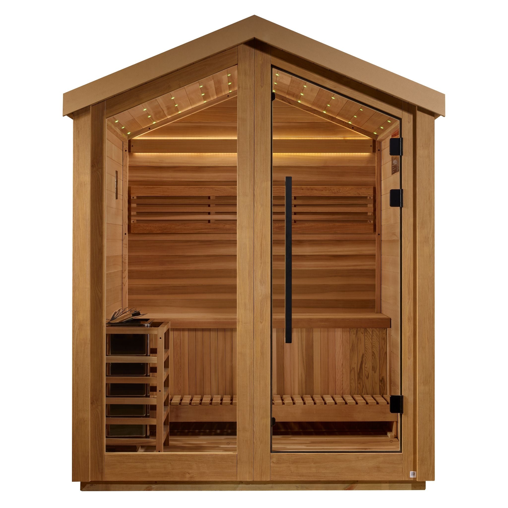 Golden Designs Savonlinna 3-Person Outdoor Traditional Sauna – Canadian Red Cedar Interior