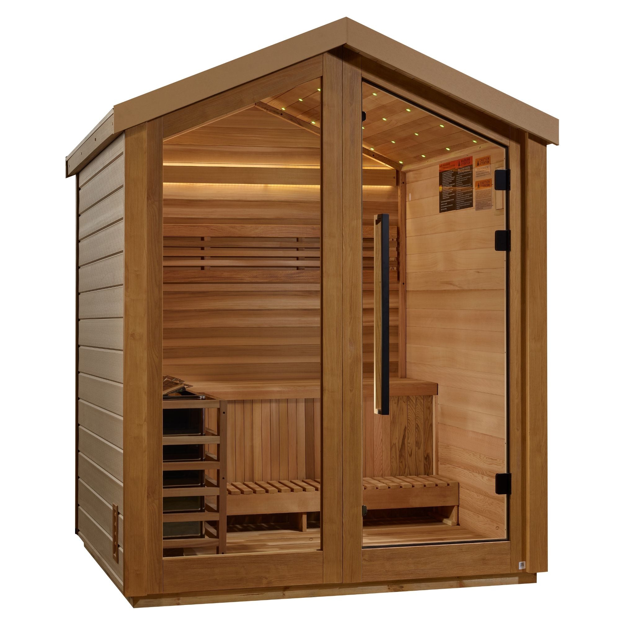 Golden Designs Savonlinna 3-Person Outdoor Traditional Sauna – Canadian Red Cedar Interior