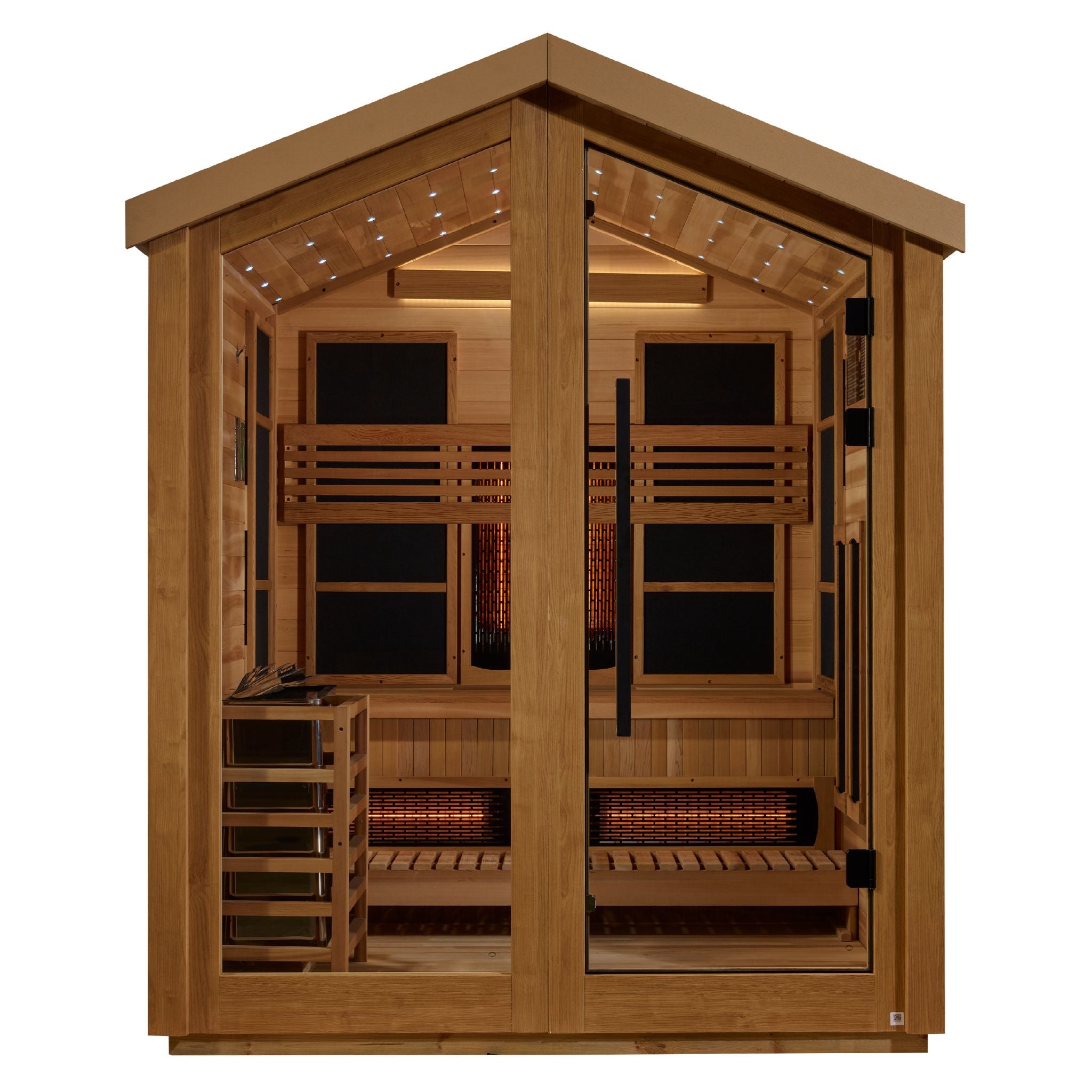 Golden Designs Loviisa 3-Person Hybrid Outdoor Sauna – Canadian Red Cedar Interior