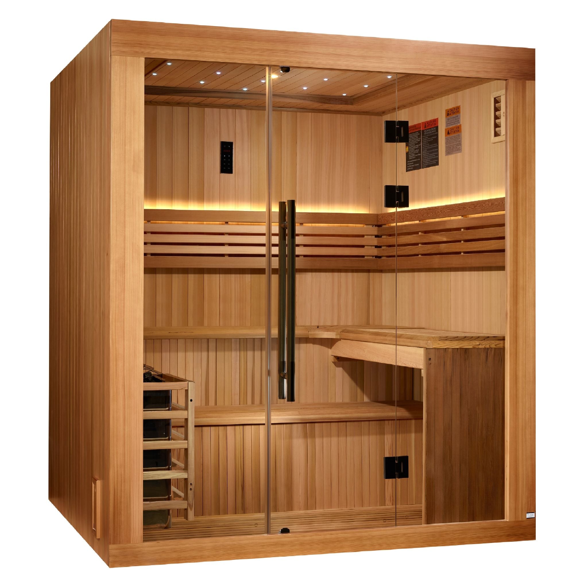 Golden Designs 2025 Updated "Osla Edition" 6-Person Traditional Sauna (Red Cedar Interior, Pacific Cedar Exterior)