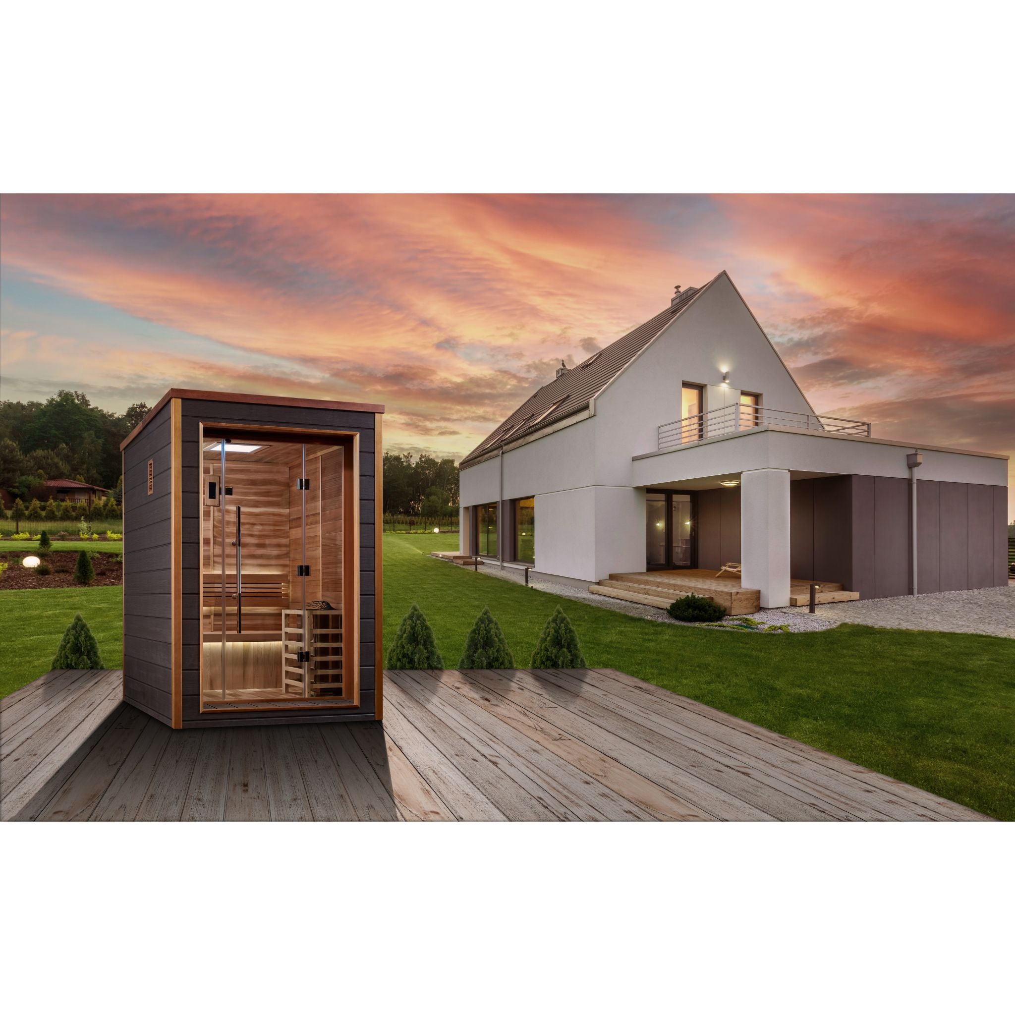 Golden Designs Narvik 2-Person Outdoor Traditional Sauna – Canadian Red Cedar Interior