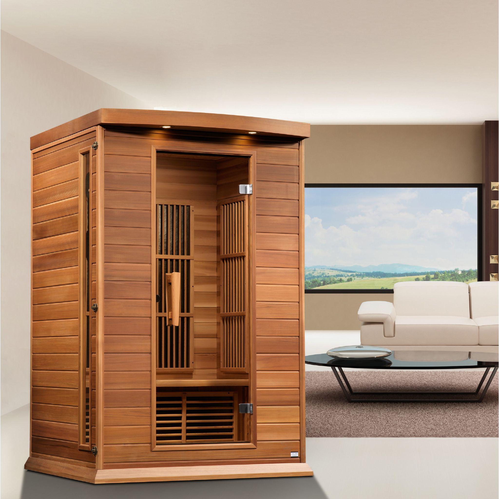Maxxus 2 Person Near Zero EMF FAR Infrared Sauna – Canadian Red Cedar