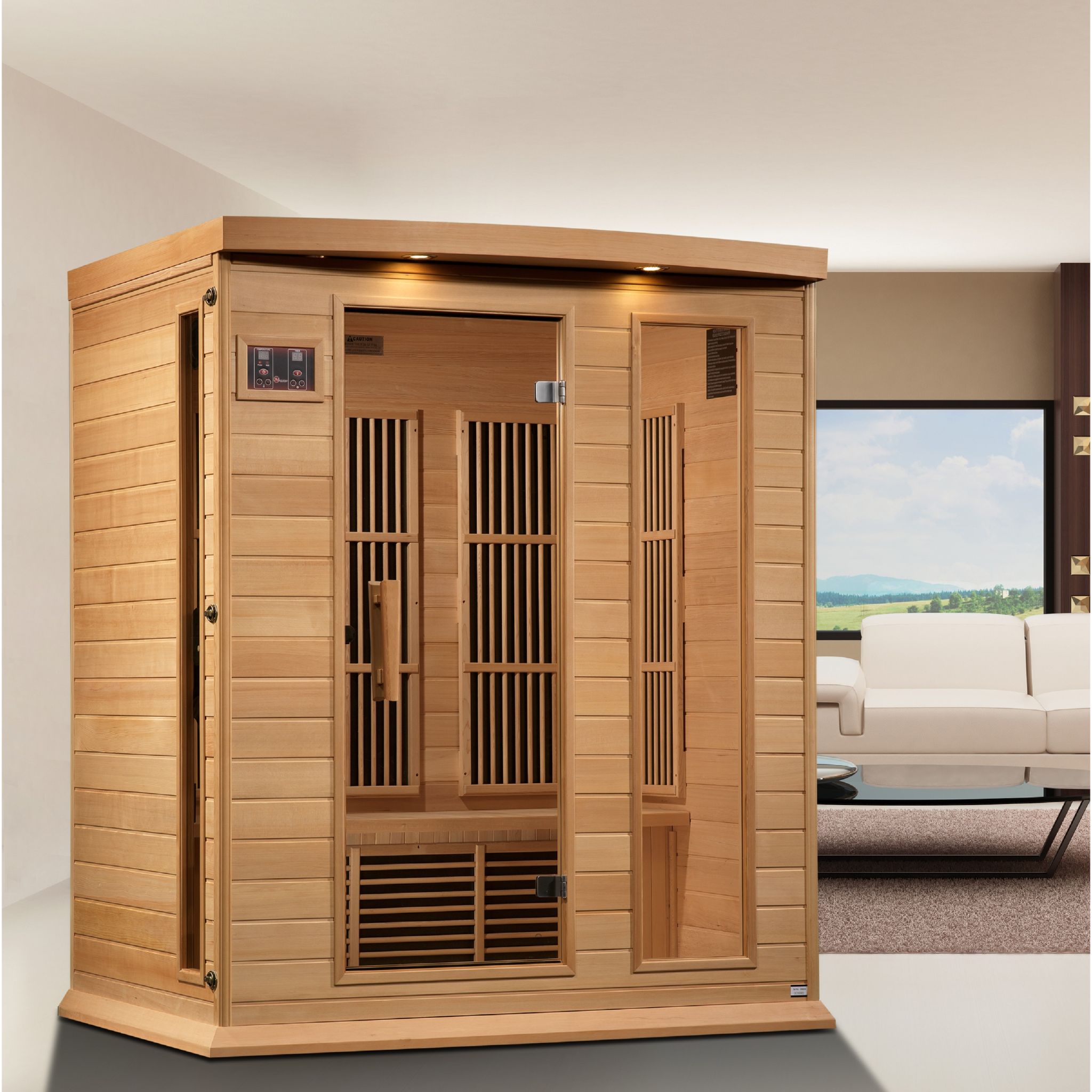 Maxxus 3 Person Near Zero EMF FAR Infrared Sauna – Canadian Hemlock