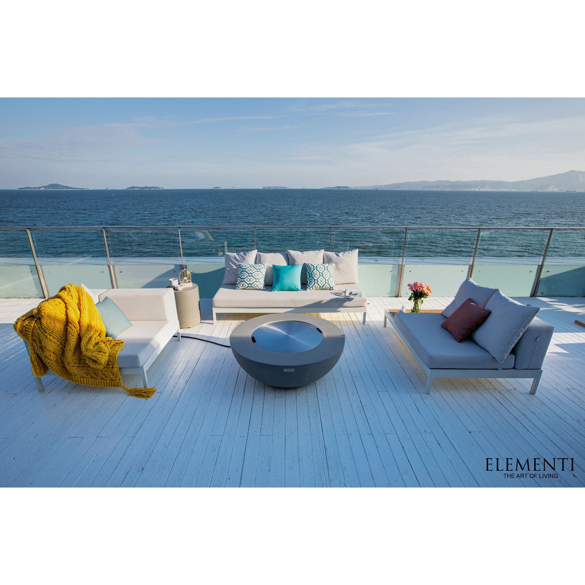 Lunar Bowl 42” Concrete Fire Table – Light Gray