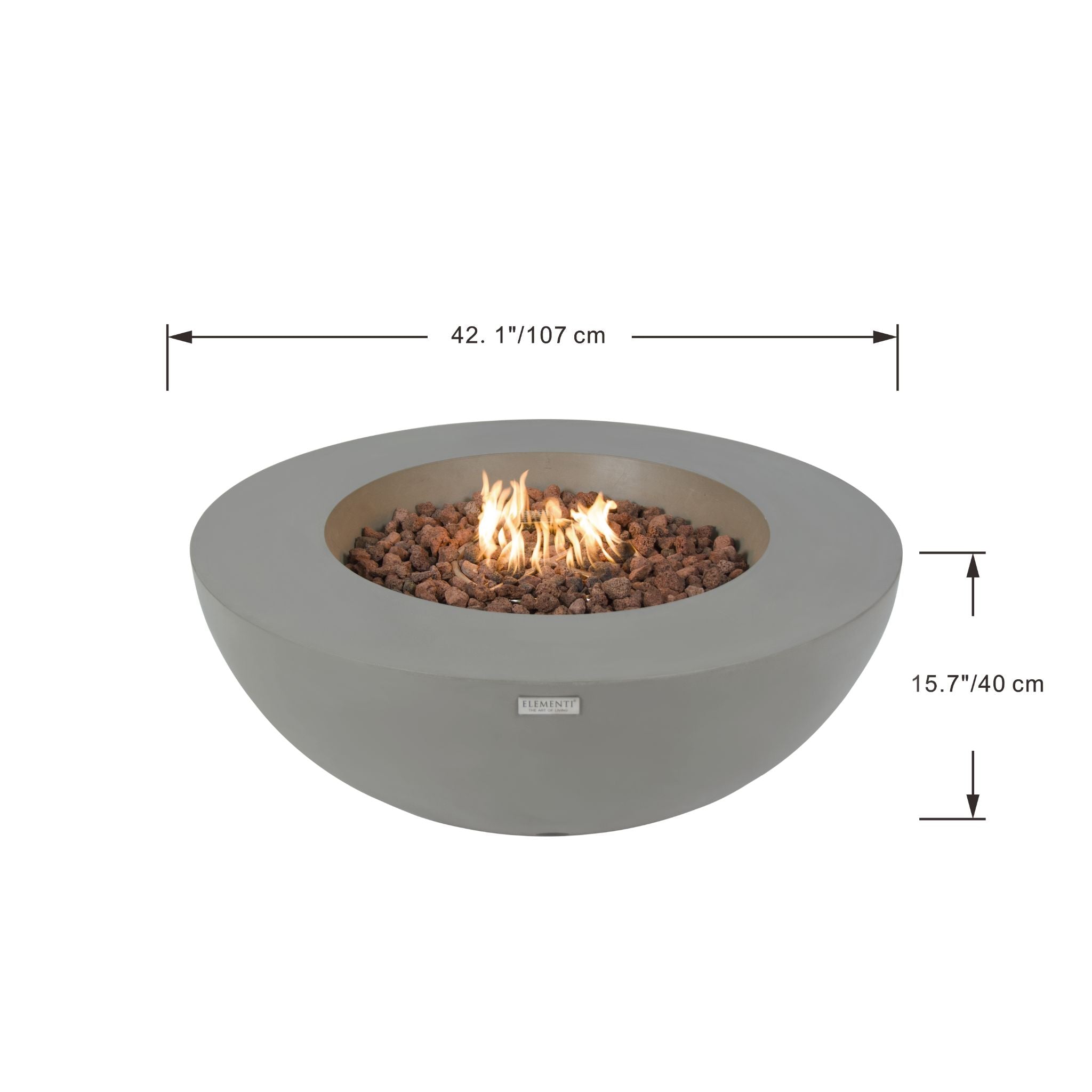 Lunar Bowl 42” Concrete Fire Table – Light Gray