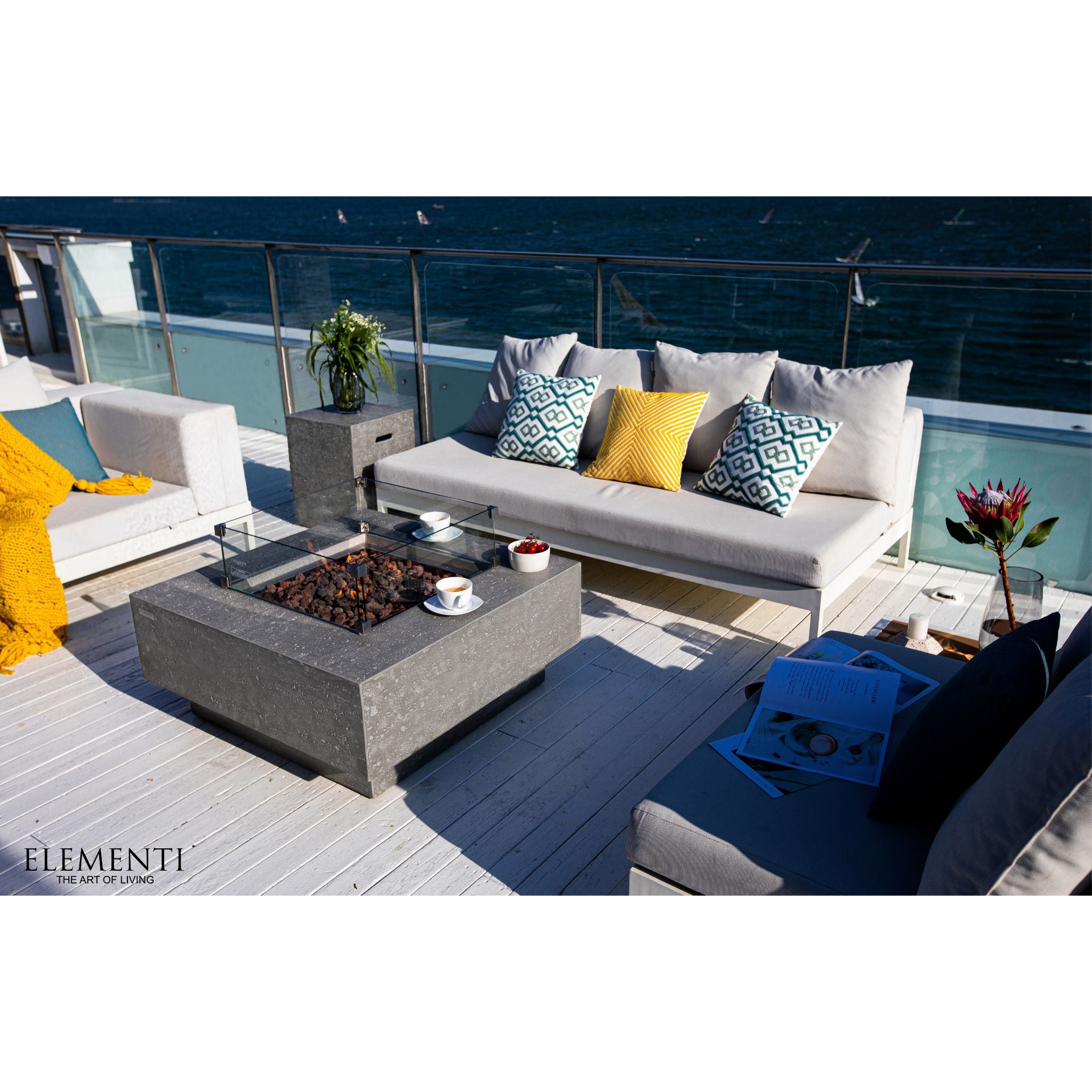 Manhattan 36” Concrete Fire Table – Light Gray