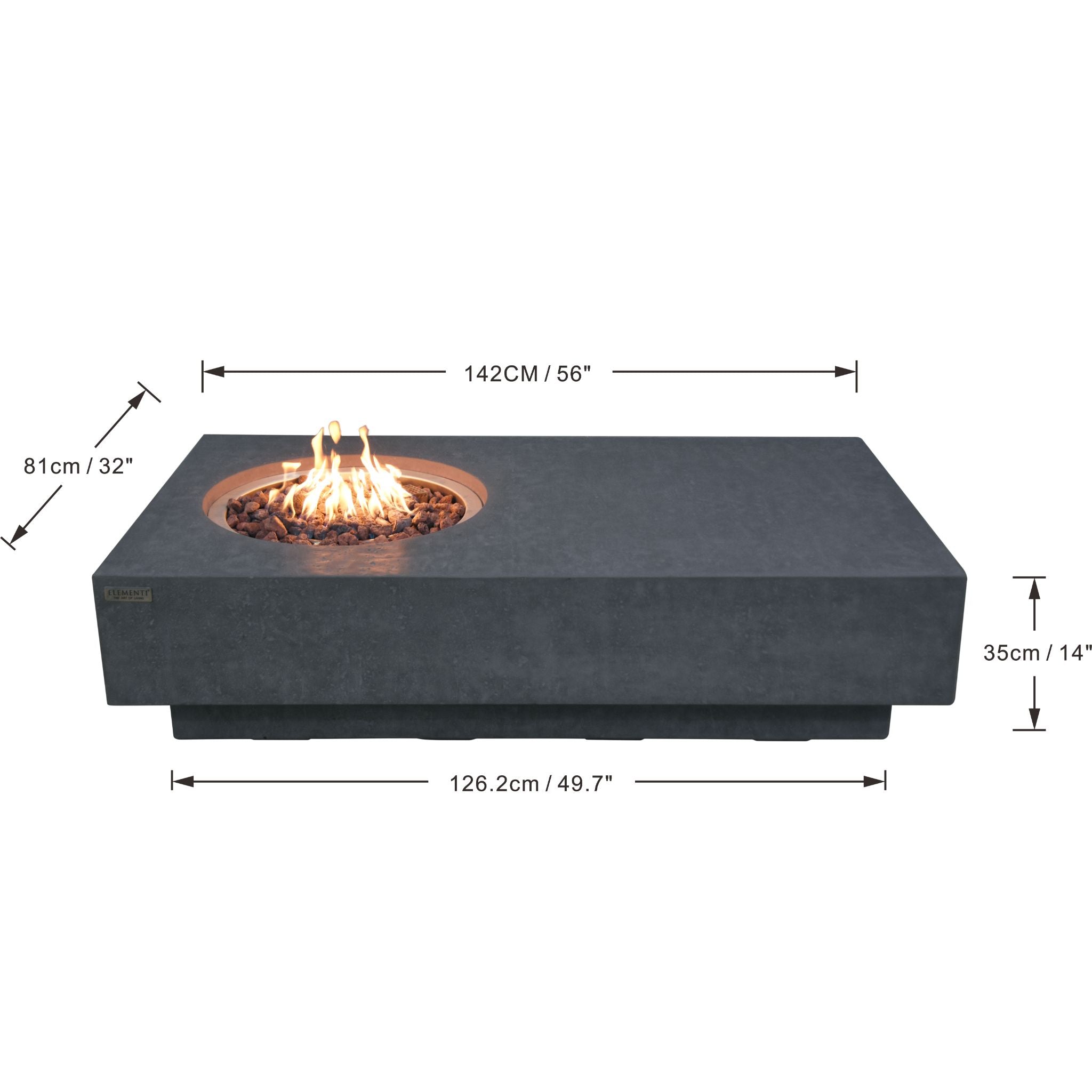 Metropolis 56” Concrete Fire Table – Dark Gray