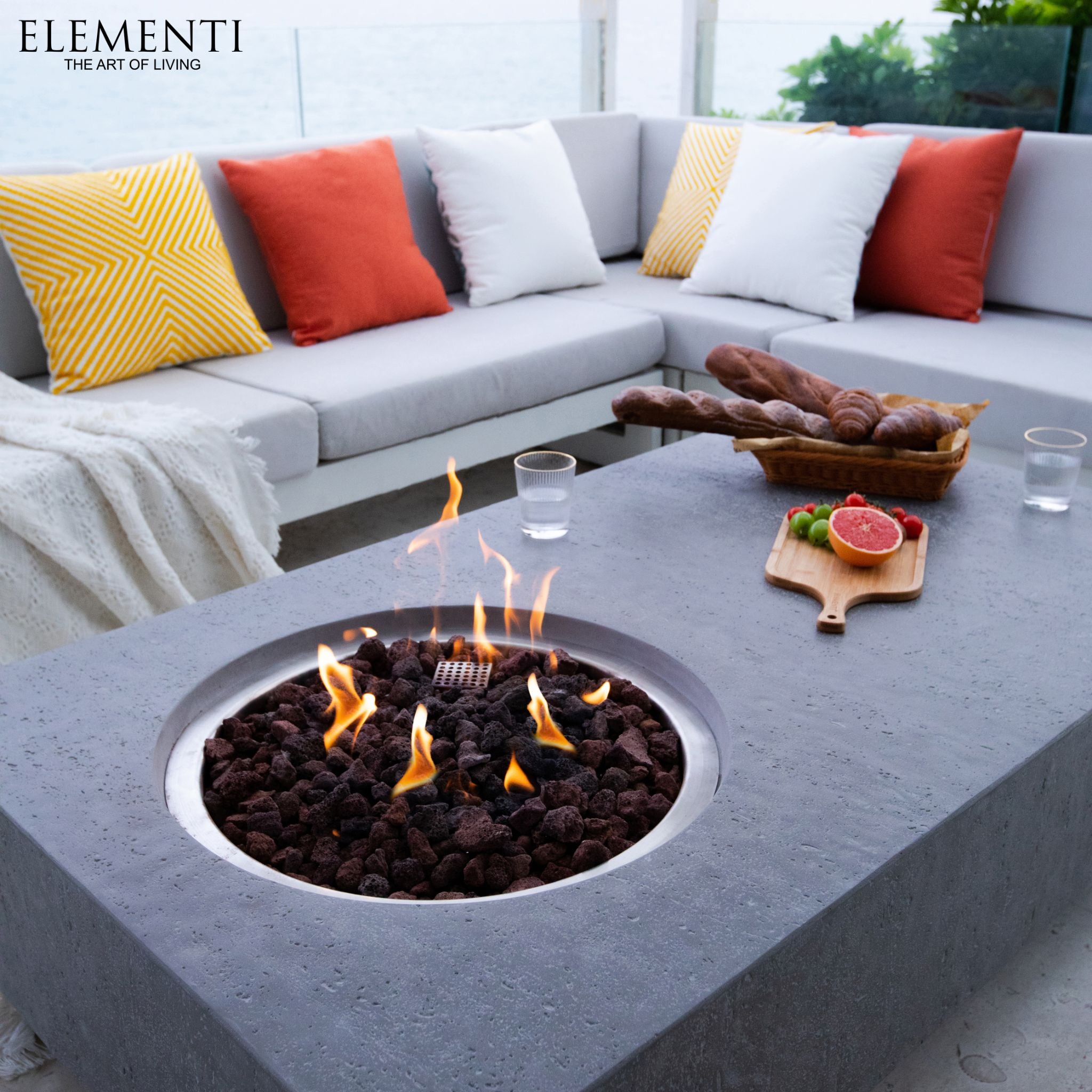 Metropolis 56” Concrete Fire Table – Light Gray