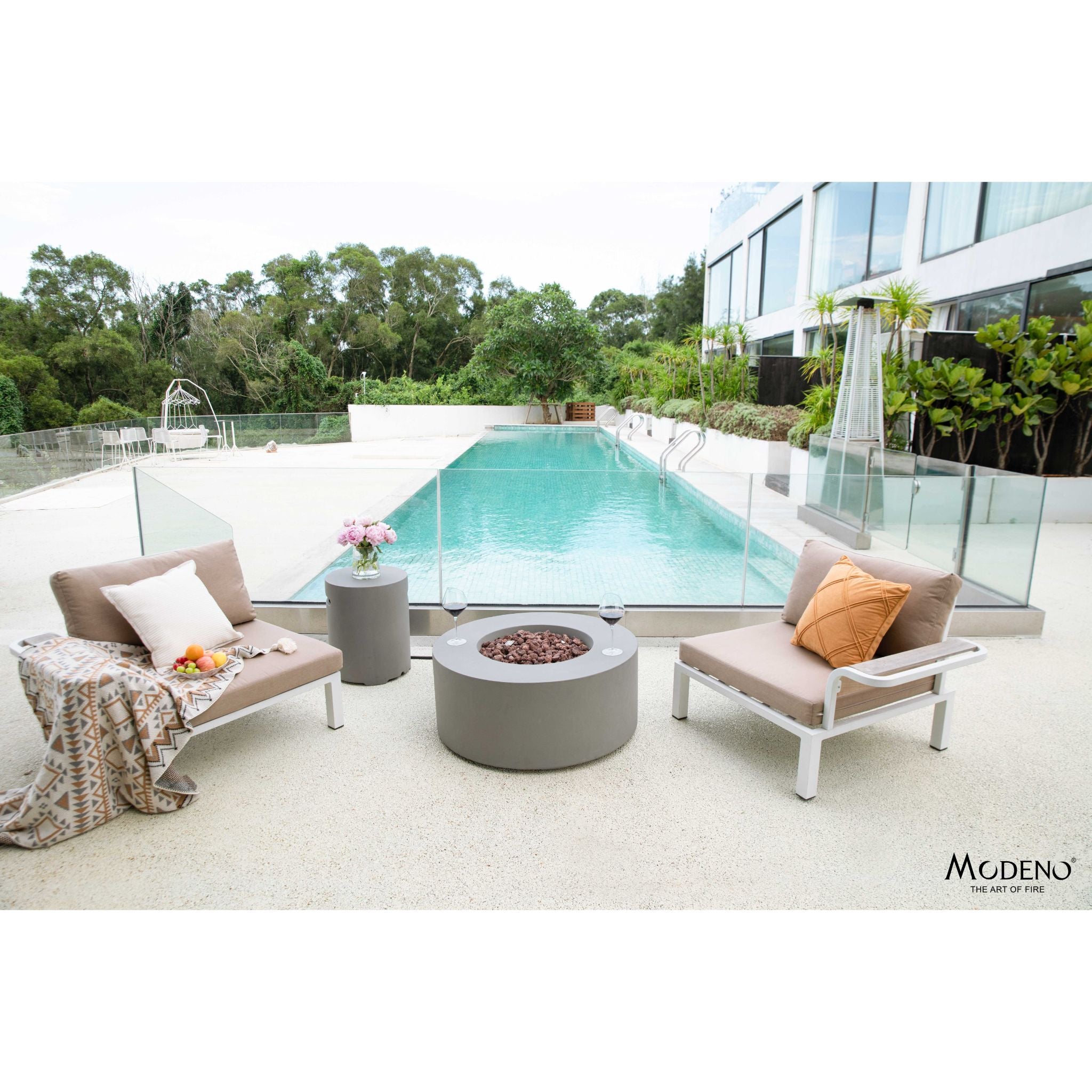 Tramore 34” Concrete Fire Table - Light Gray