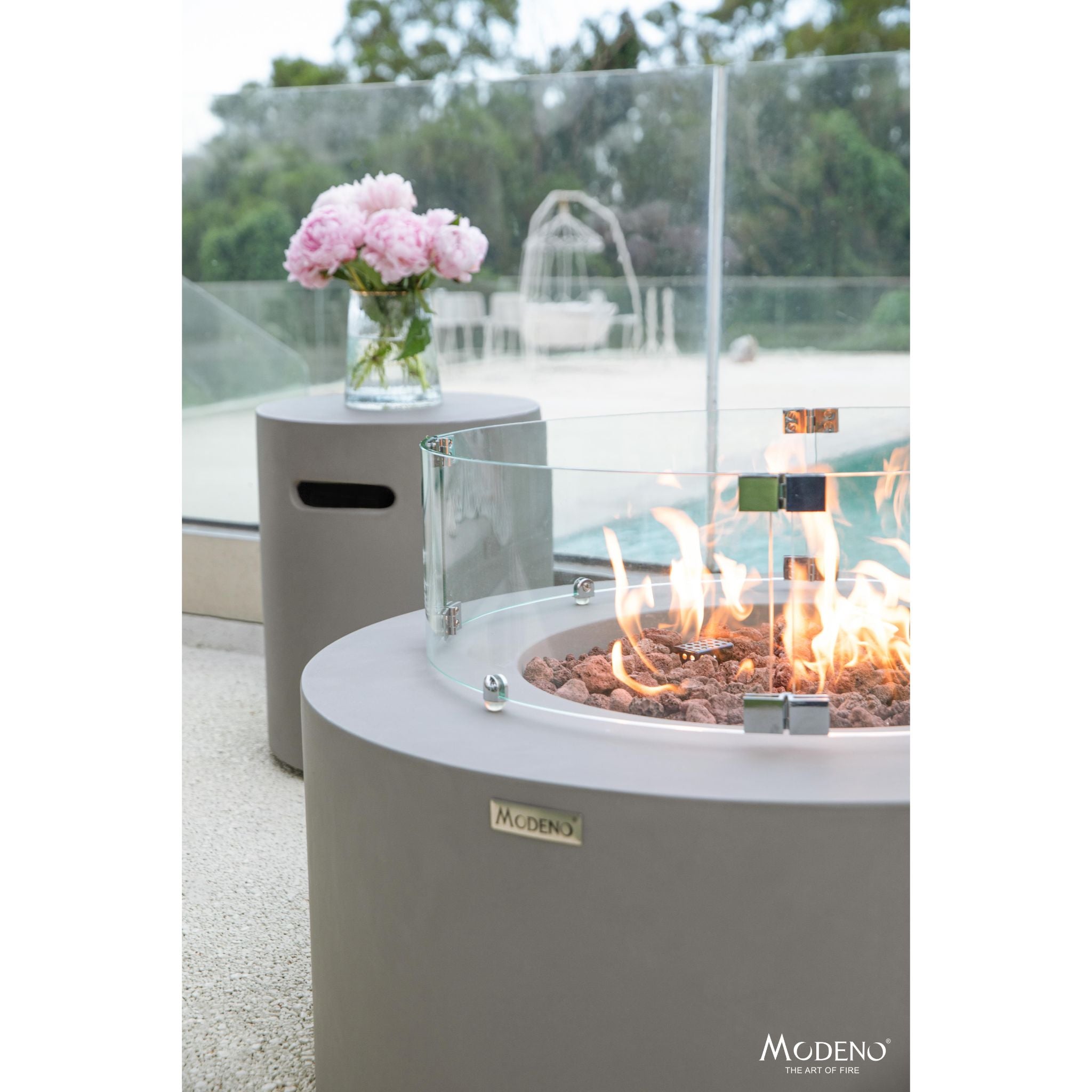 Tramore 34” Concrete Fire Table - Light Gray