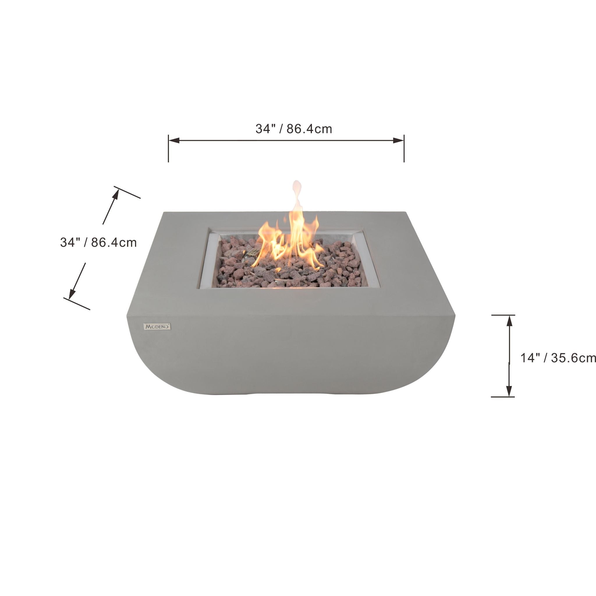 Westport 34” Concrete Fire Table - Light Gray