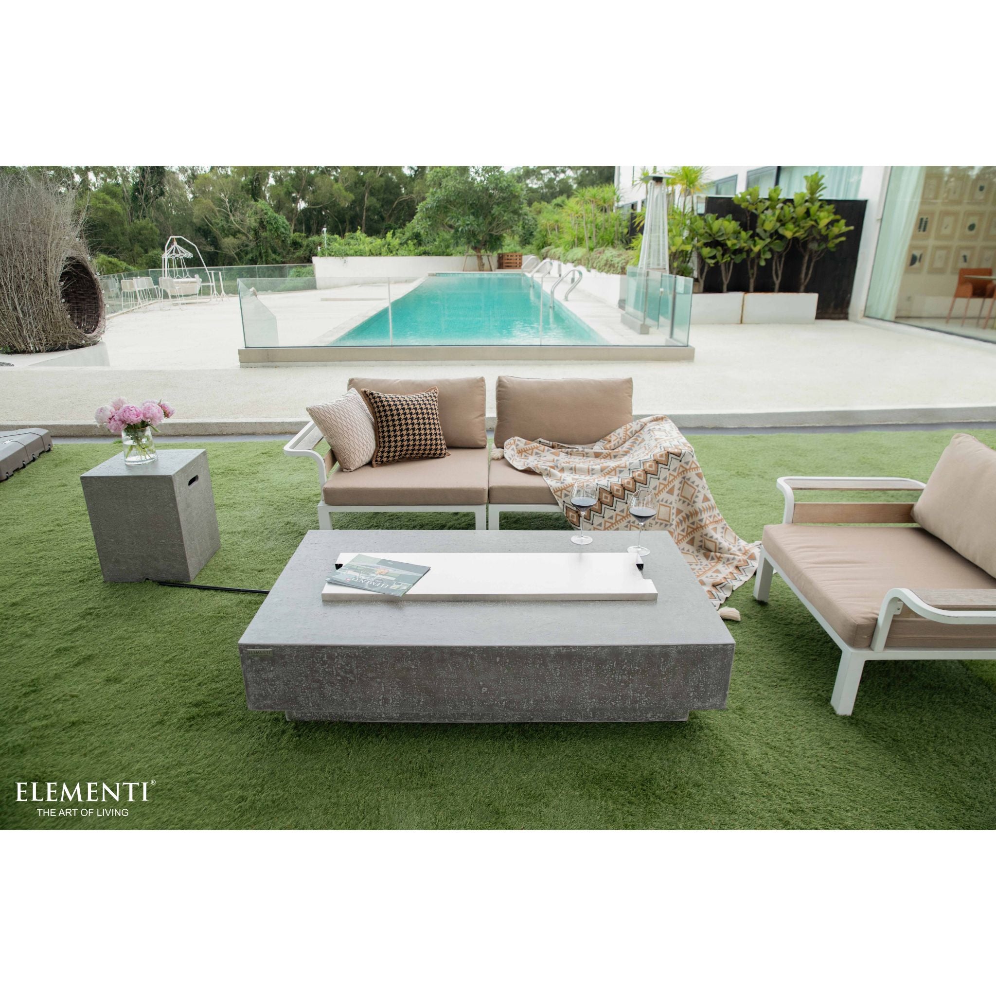 Hampton 56” Concrete Fire Table – Light Gray