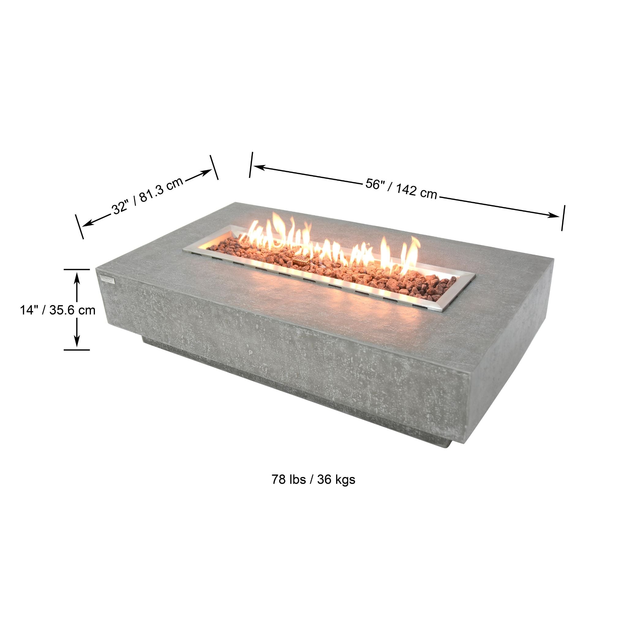 Hampton 56” Concrete Fire Table – Light Gray