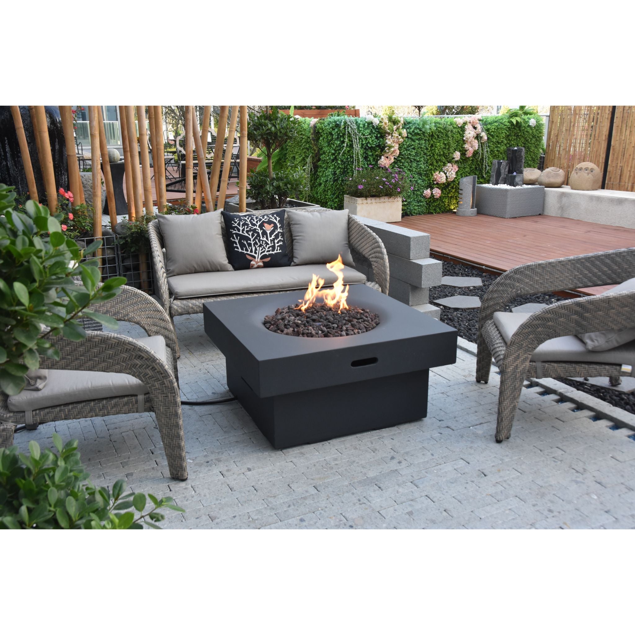 Branford 34” Concrete Fire Table - Black