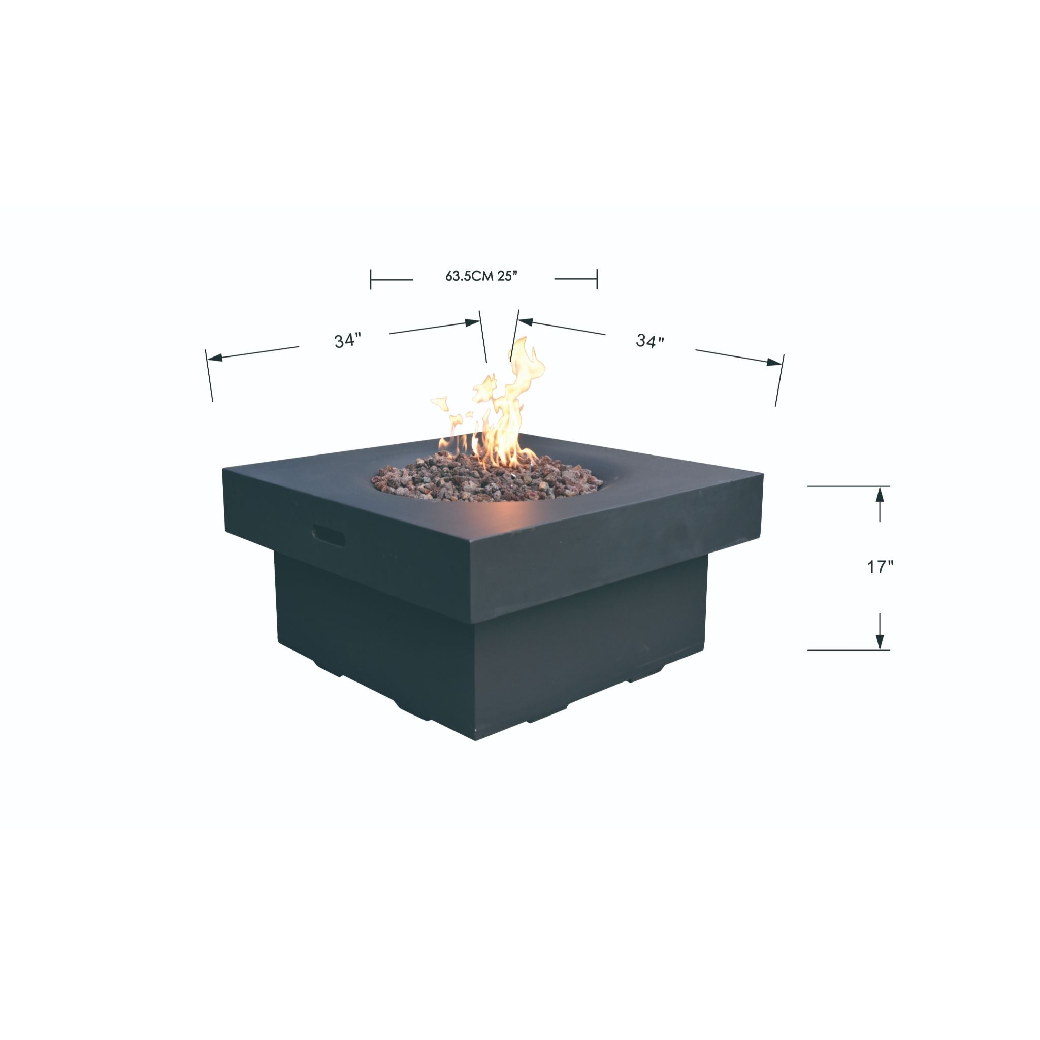 Branford 34” Concrete Fire Table - Black