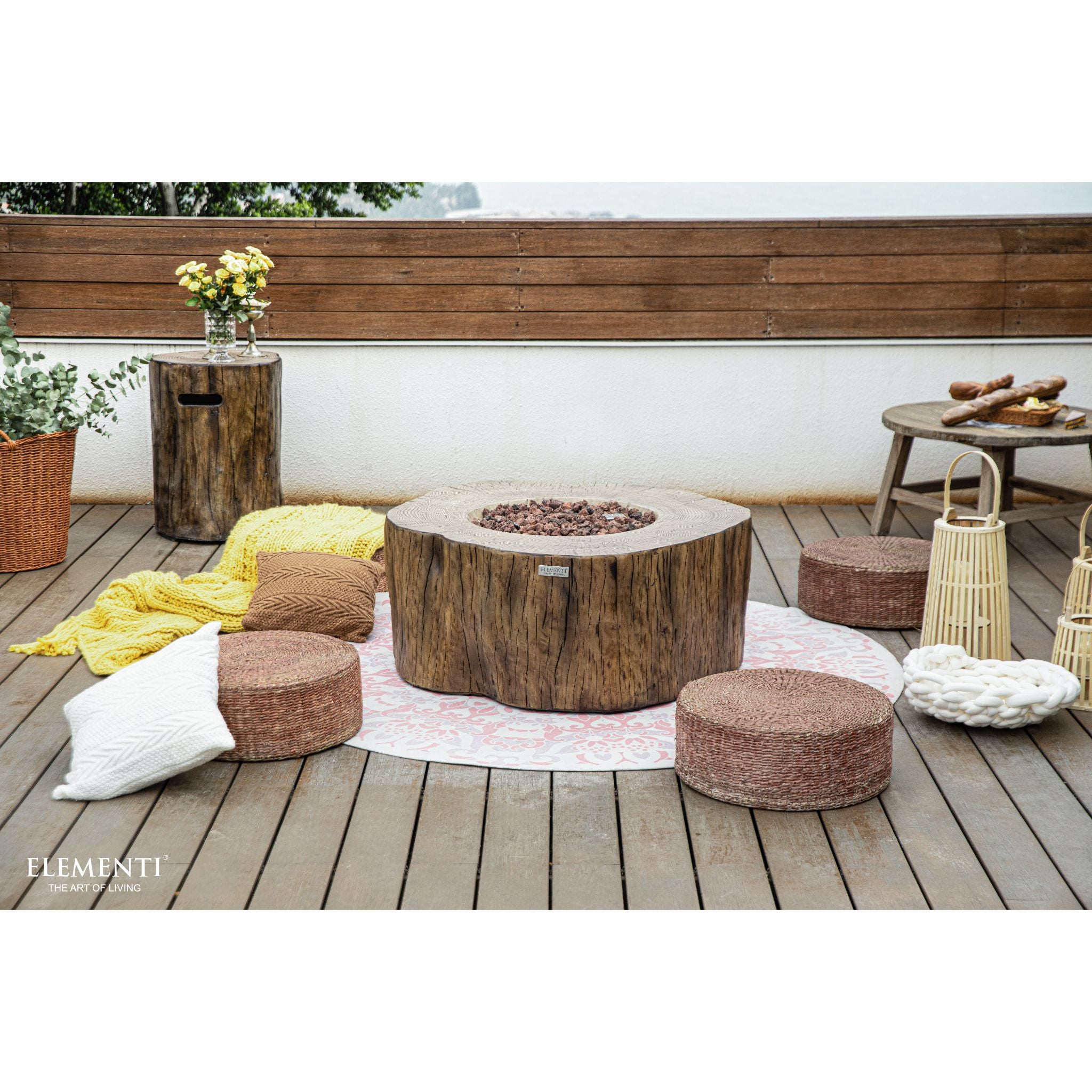 Manchester 42” Concrete Fire Table - Red wood