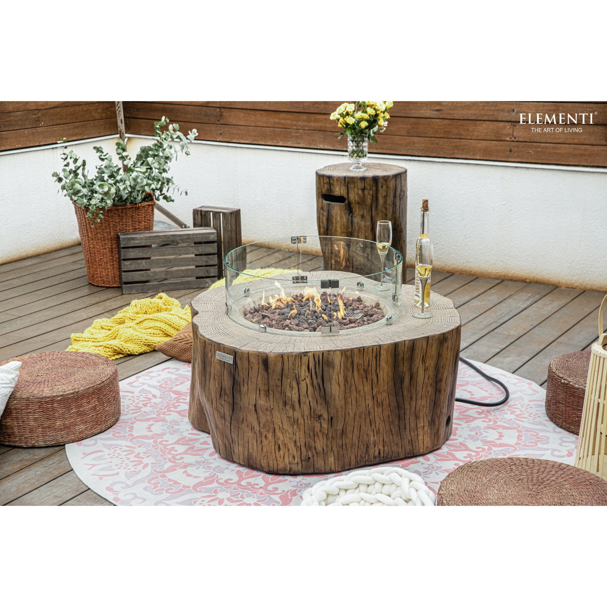 Manchester 42” Concrete Fire Table - Red wood