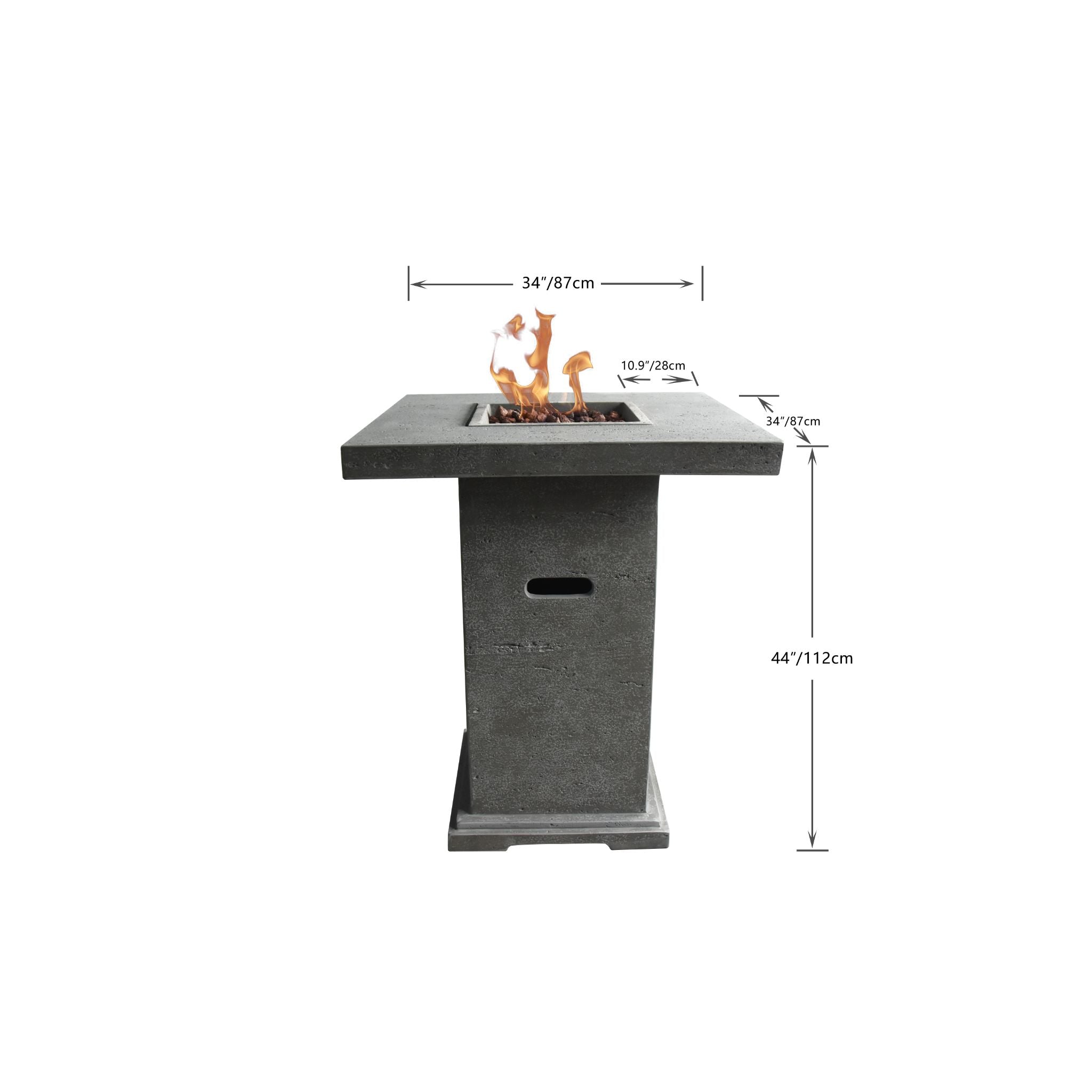 Montreal 34” Bar Height Concrete Fire Table - Light Gray