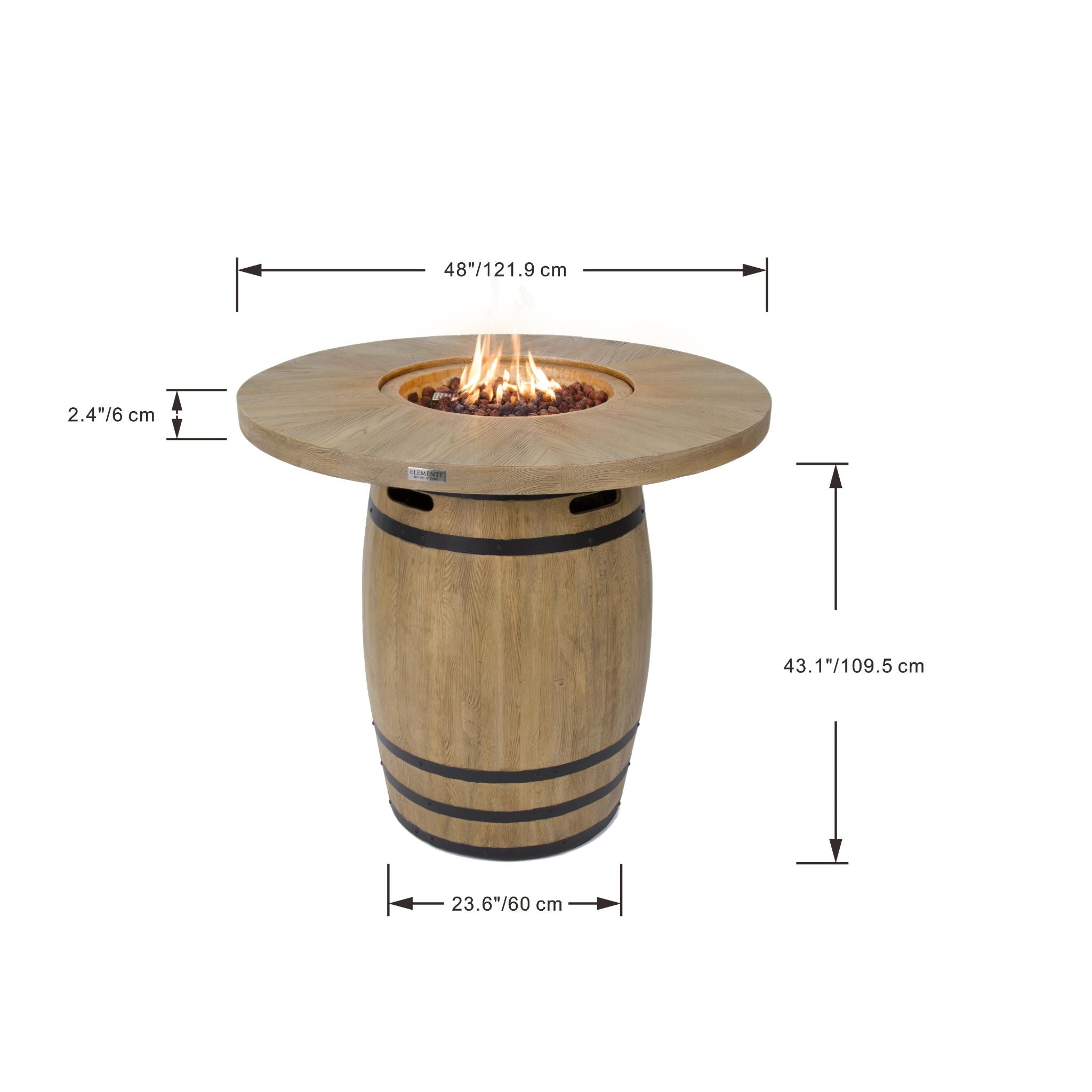 Lafite 48” Concrete Barrel Bar Height Fire Table