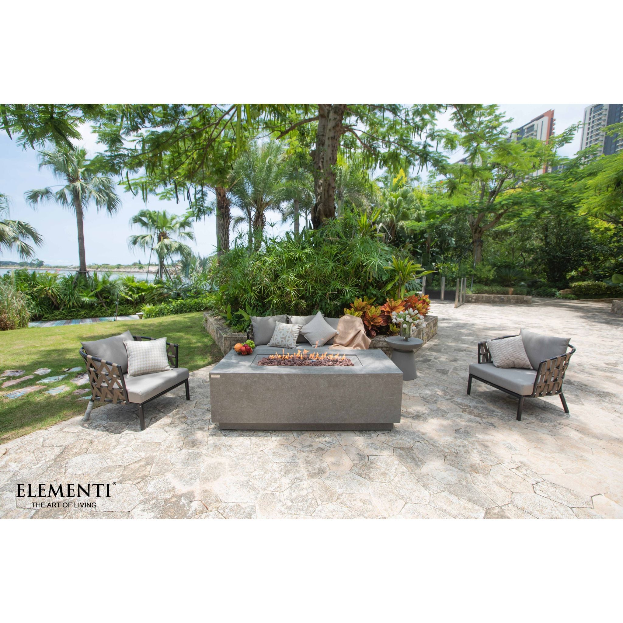 Andes 66” Concrete Fire Table with Hidden Tank - Light Gray
