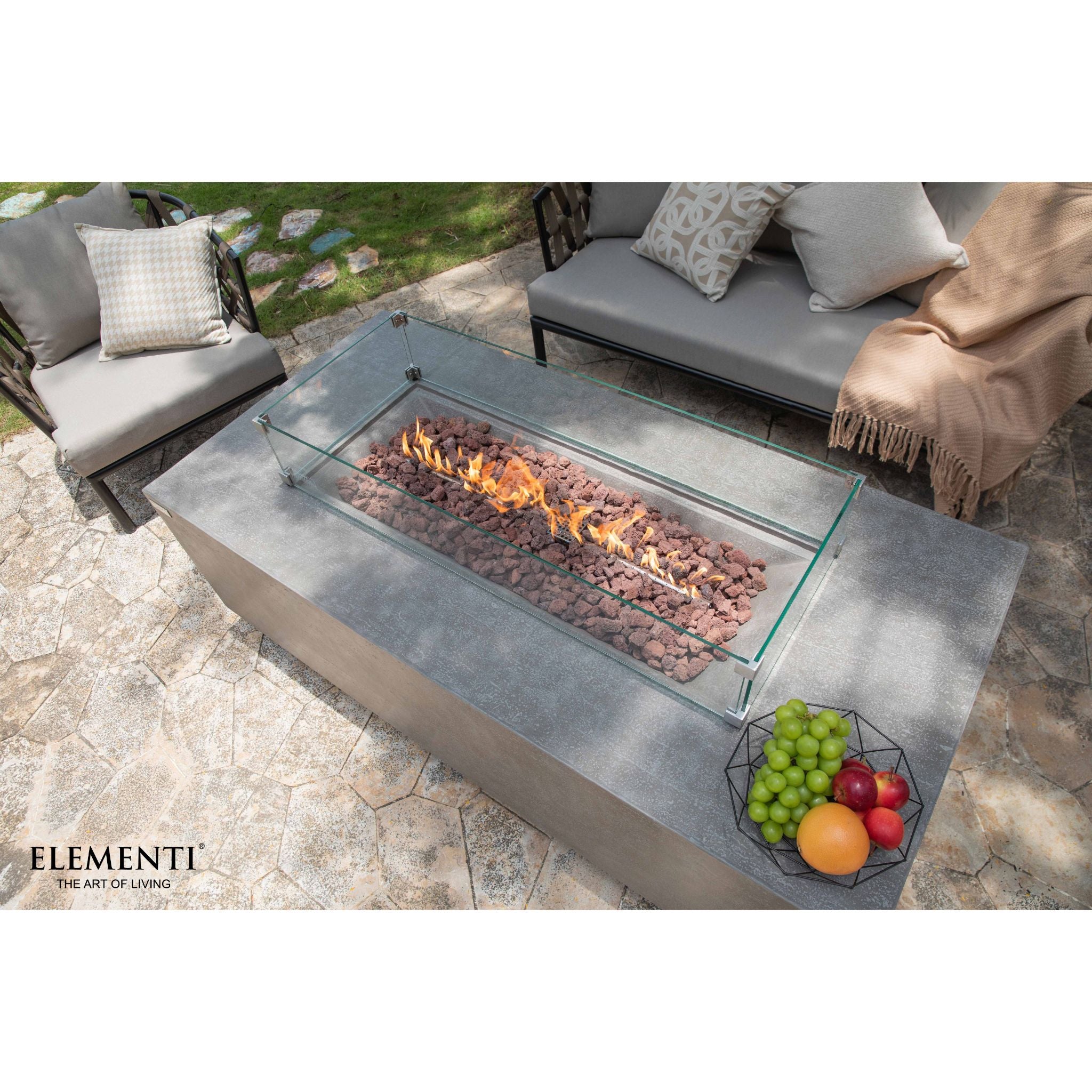 Andes 66” Concrete Fire Table with Hidden Tank - Light Gray