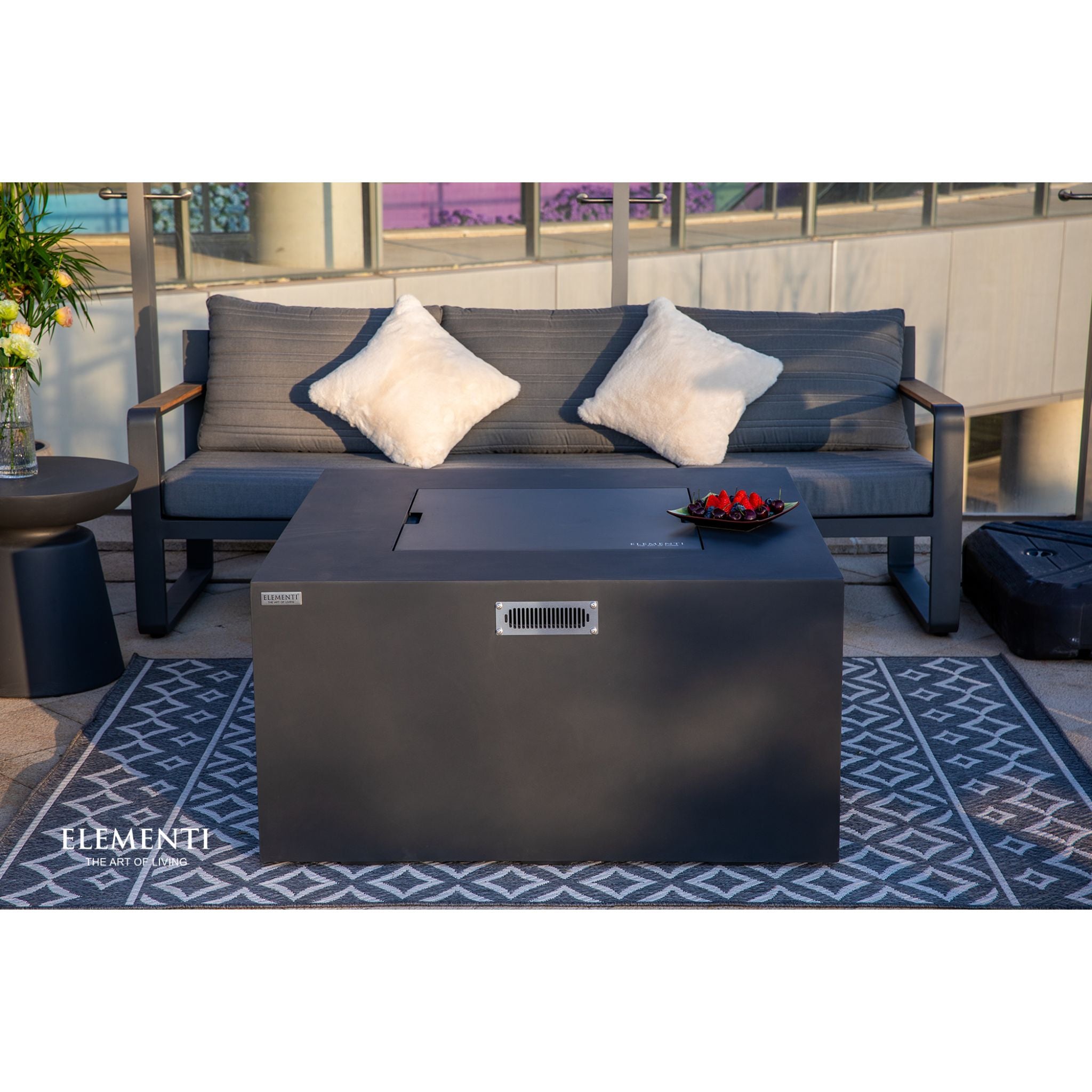 Rocky 43” Square Fire Table with Hidden Tank - Dark Gray