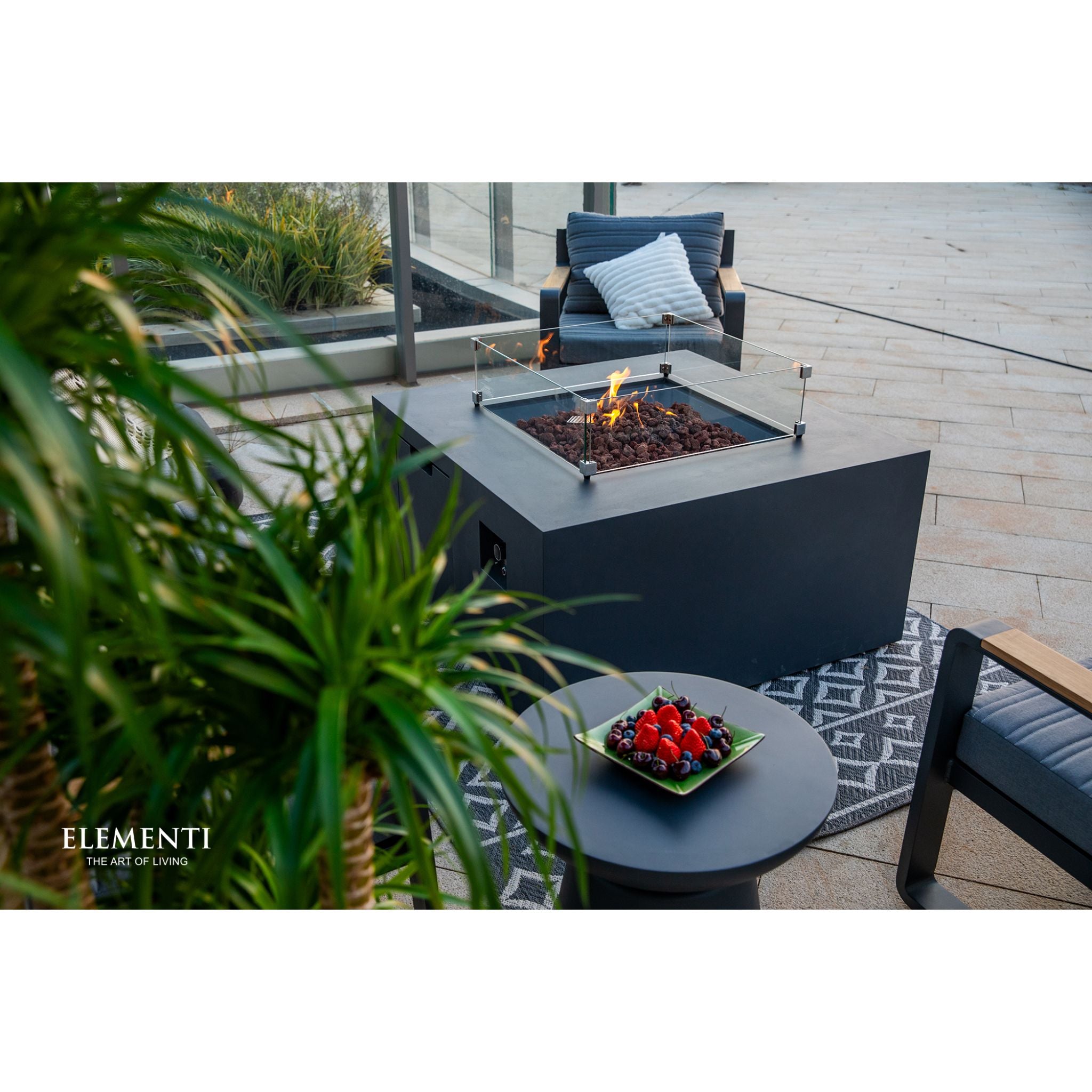 Rocky 43” Square Fire Table with Hidden Tank - Dark Gray