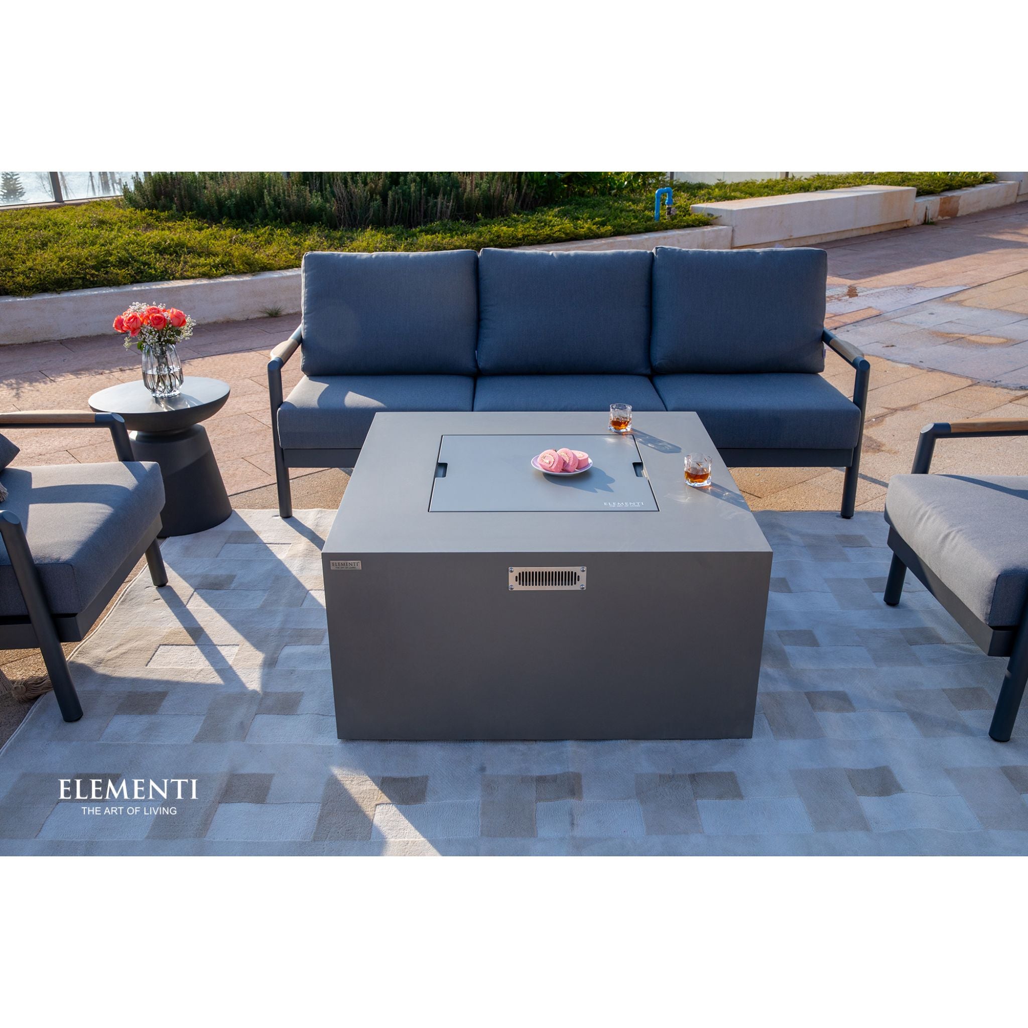 Rocky 43” Square Fire Table with Hidden Tank - Light Gray