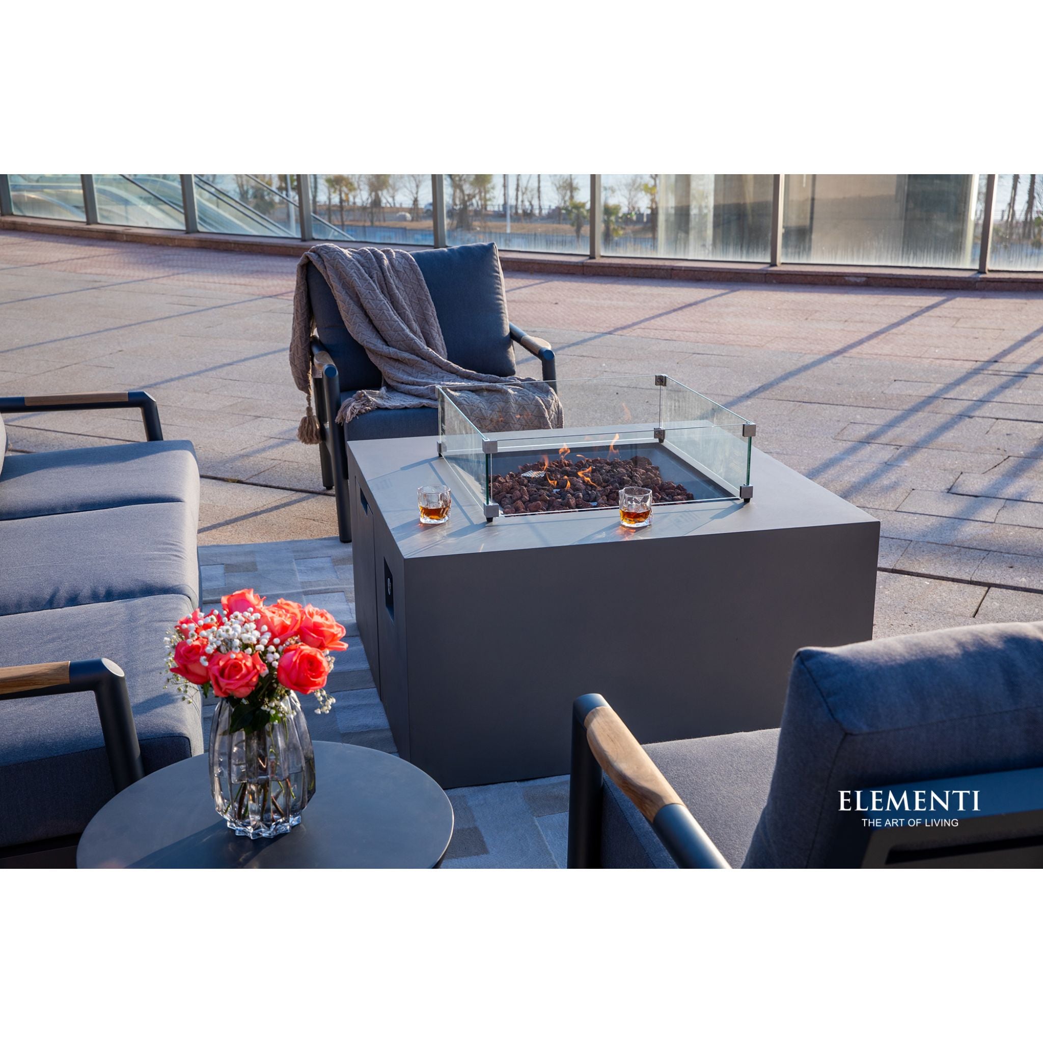 Rocky 43” Square Fire Table with Hidden Tank - Light Gray