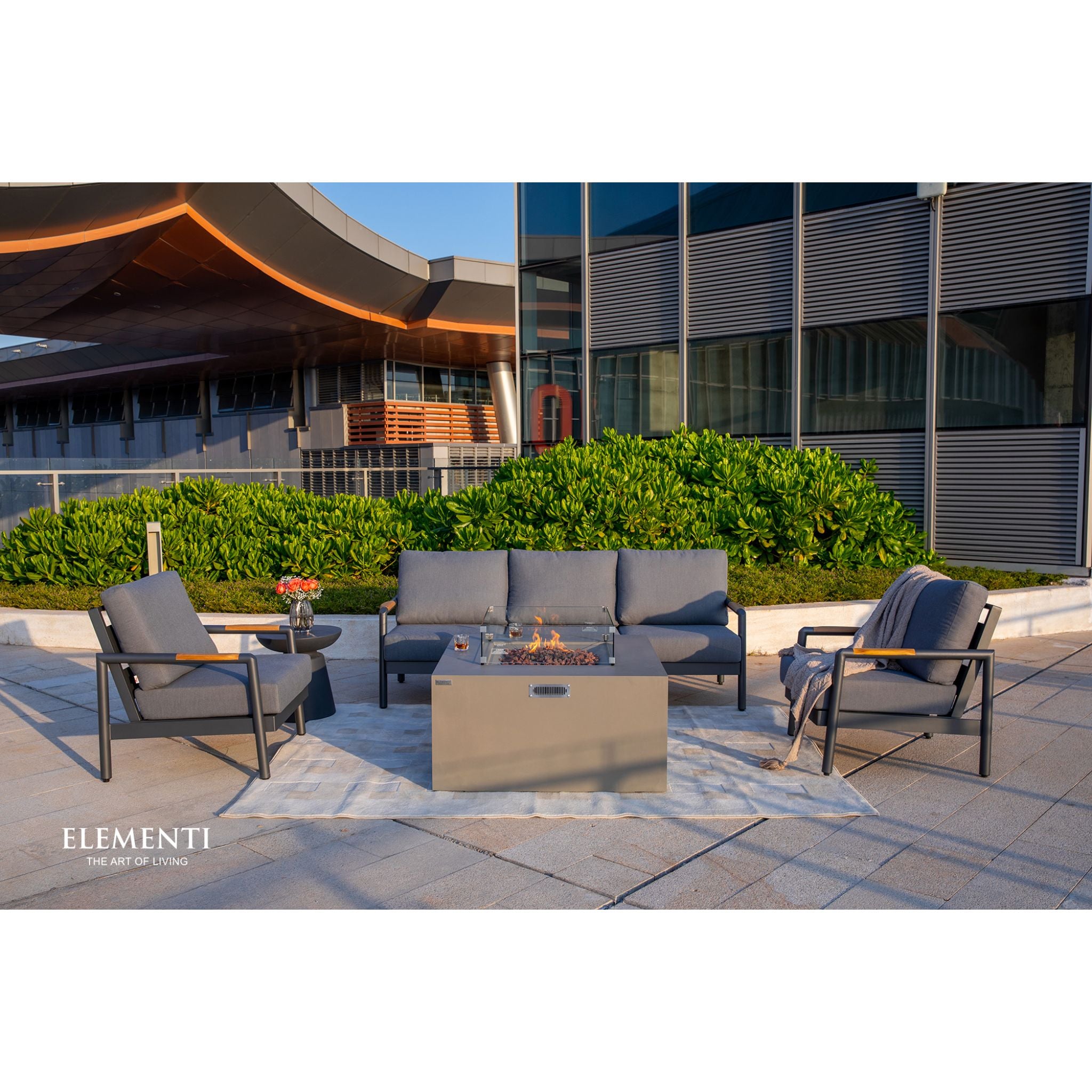 Rocky 43” Square Fire Table with Hidden Tank - Light Gray