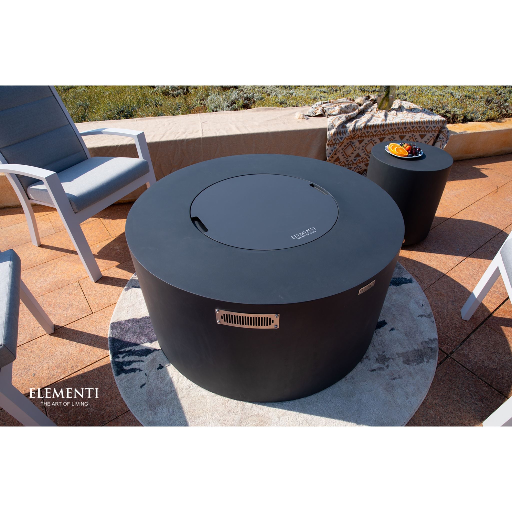 Pacaya 43” Round Fire Table with Hidden Tank - Dark Gray