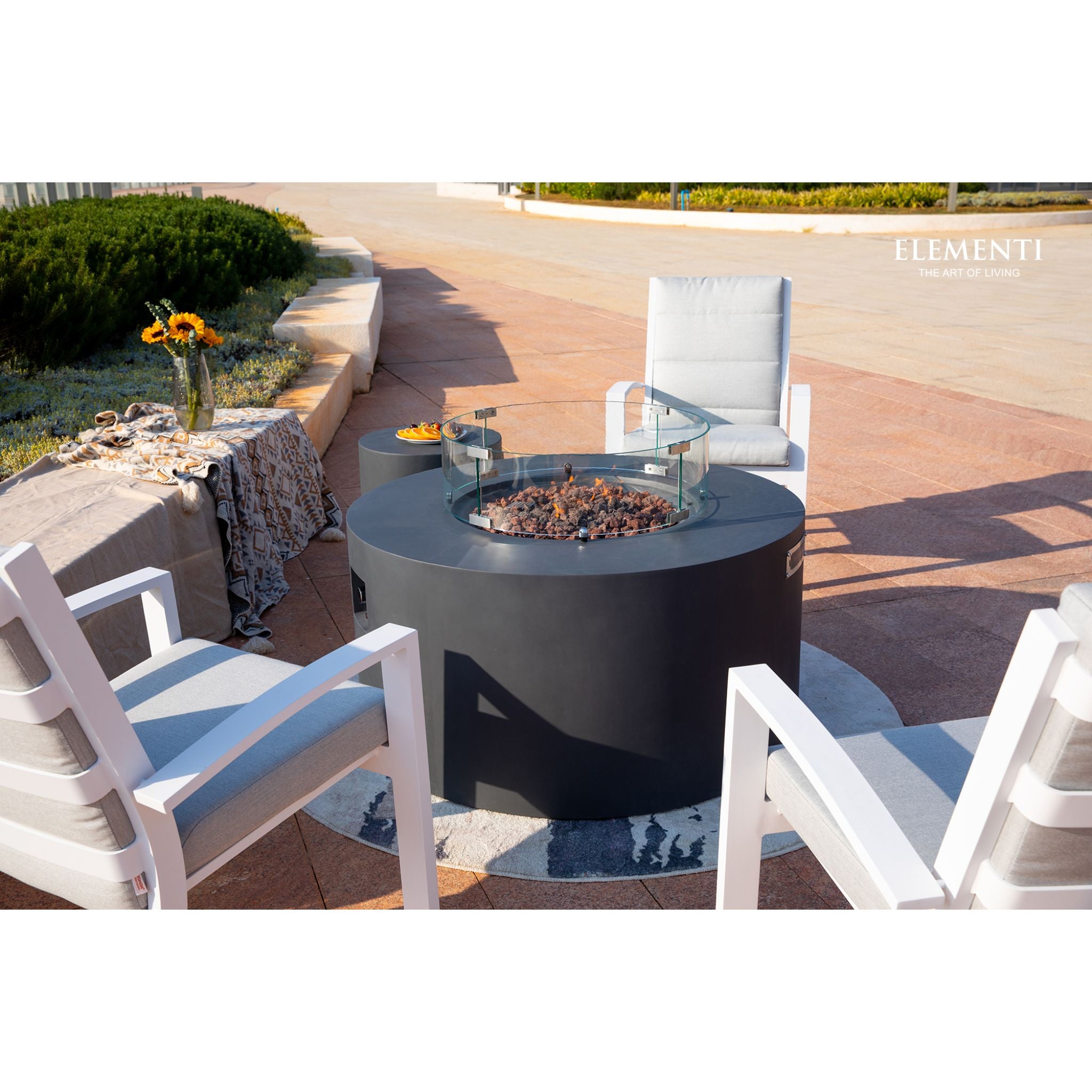 Pacaya 43” Round Fire Table with Hidden Tank - Dark Gray