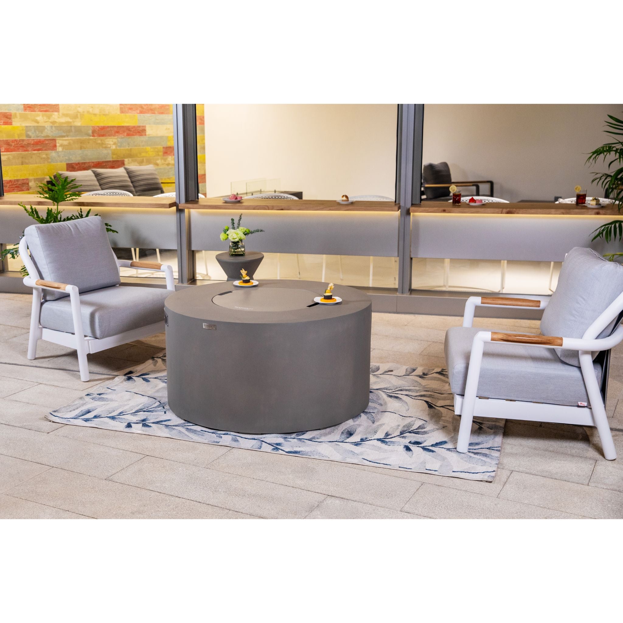 Pacaya 43” Round Fire Table with Hidden Tank - Light Gray