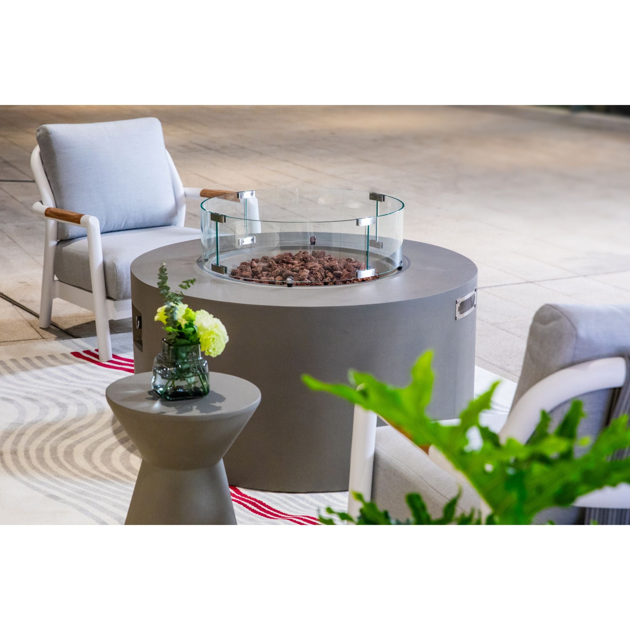 Pacaya 43” Round Fire Table with Hidden Tank - Light Gray
