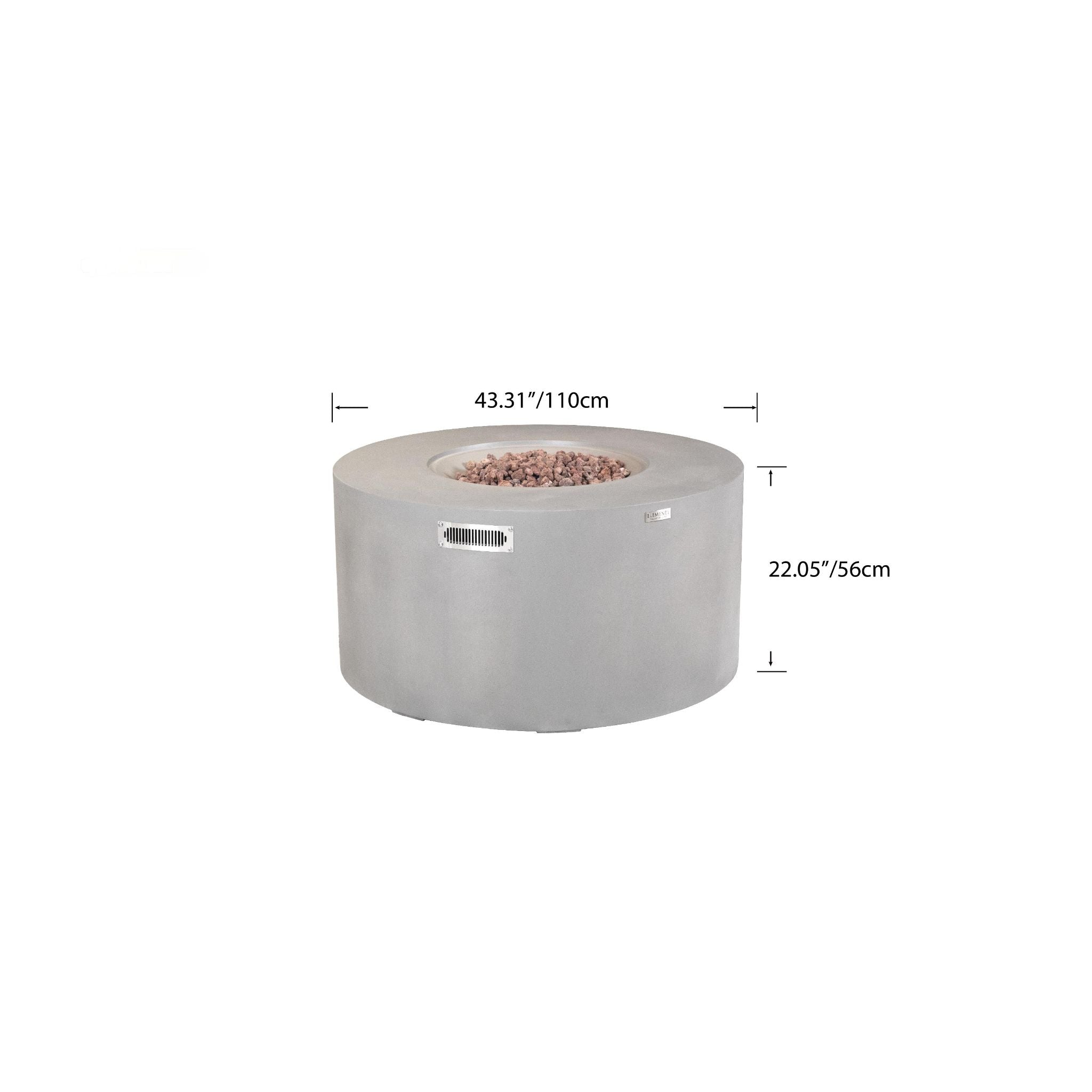 Pacaya 43” Round Fire Table with Hidden Tank - Light Gray