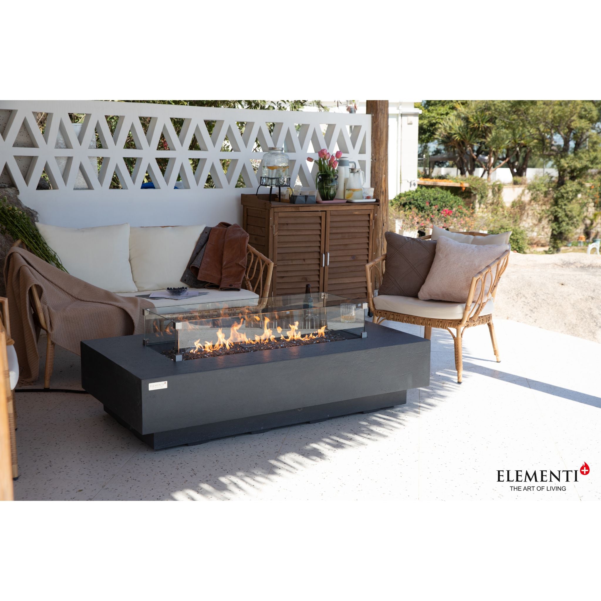 Positano 60” Sandstone Fire Table - Dark Gray