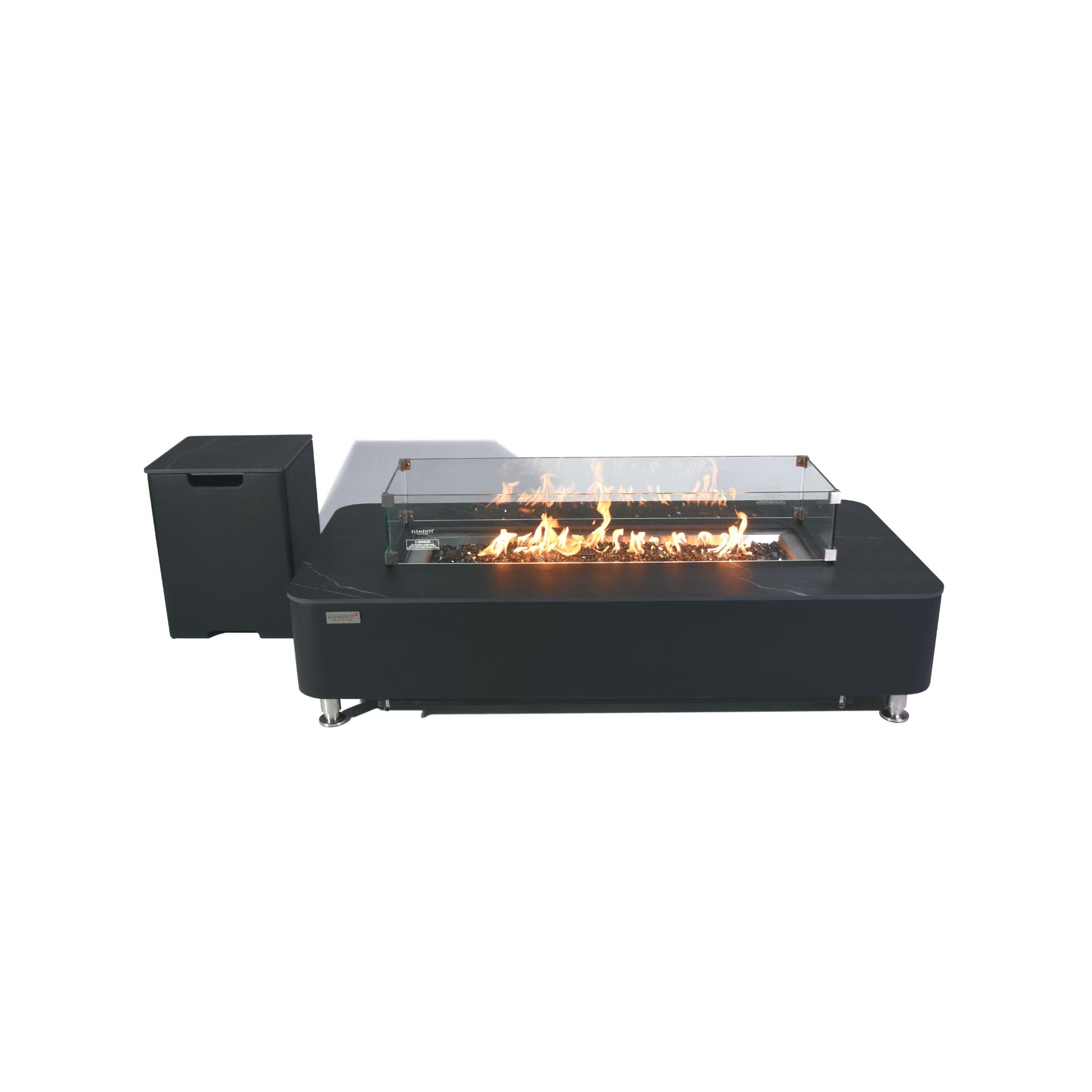 Valencia 62” Marble Porcelain Top Fire Table - Bulgaria Black