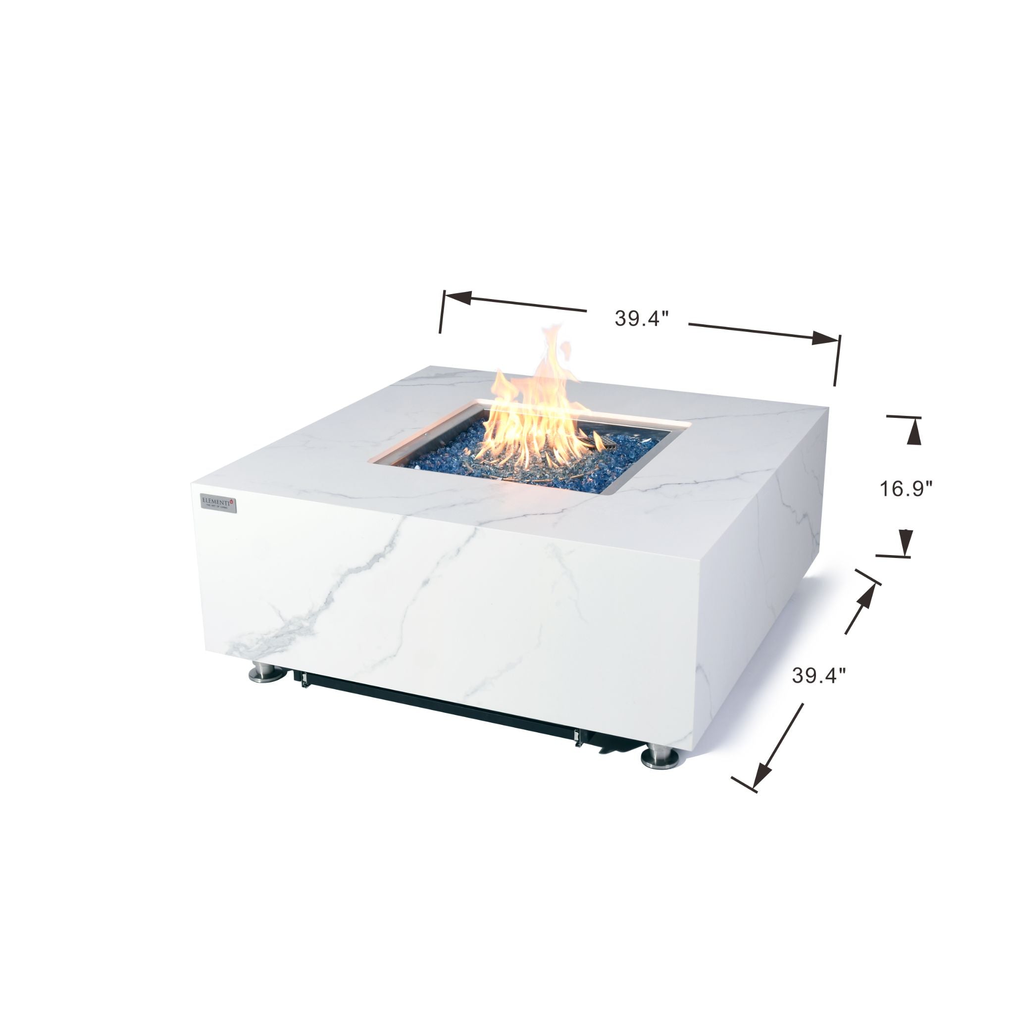 Bianco 40” Marble Porcelain Fire Table - Bianco White