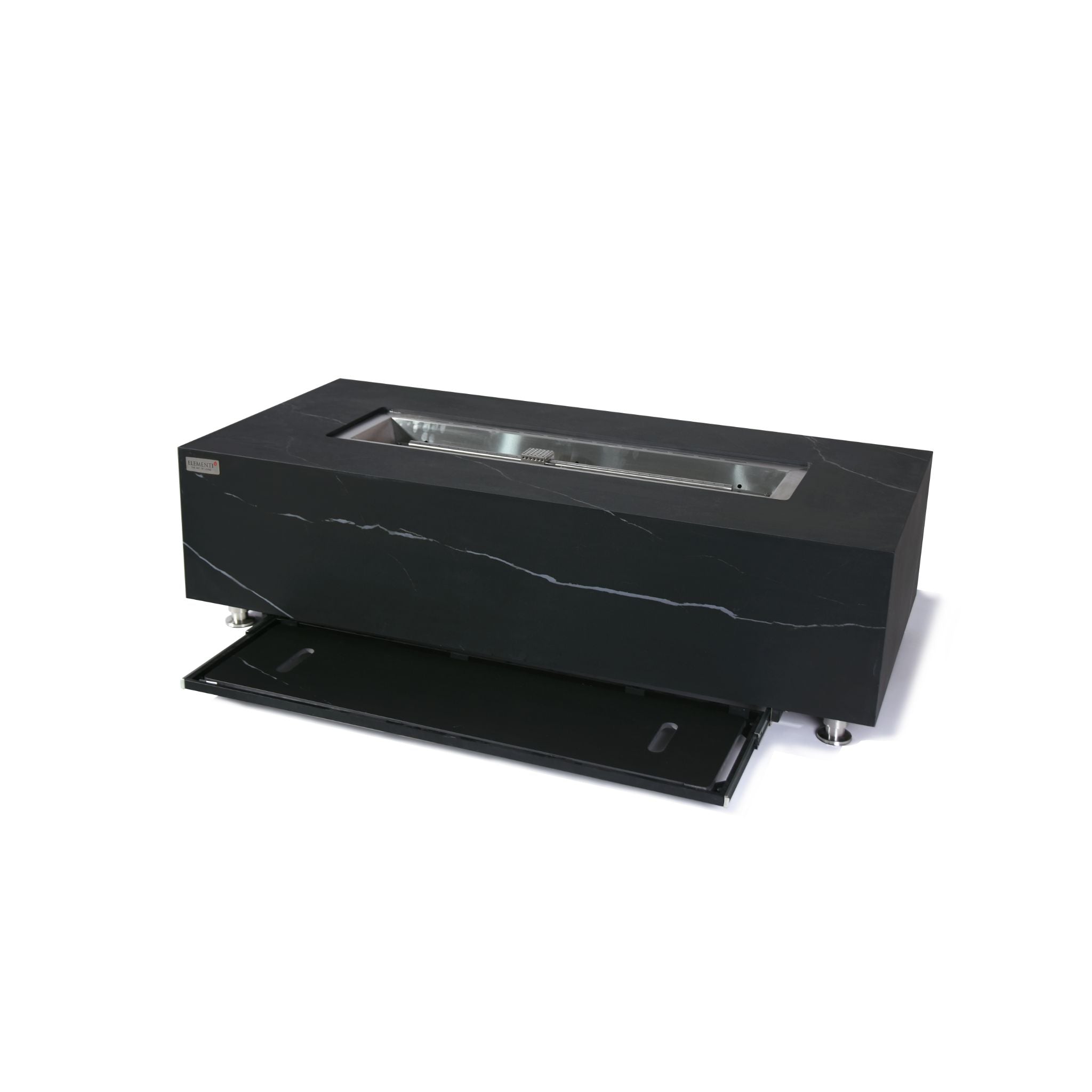 Varna 60” Marble Porcelain Fire Table - Bulgaria Black